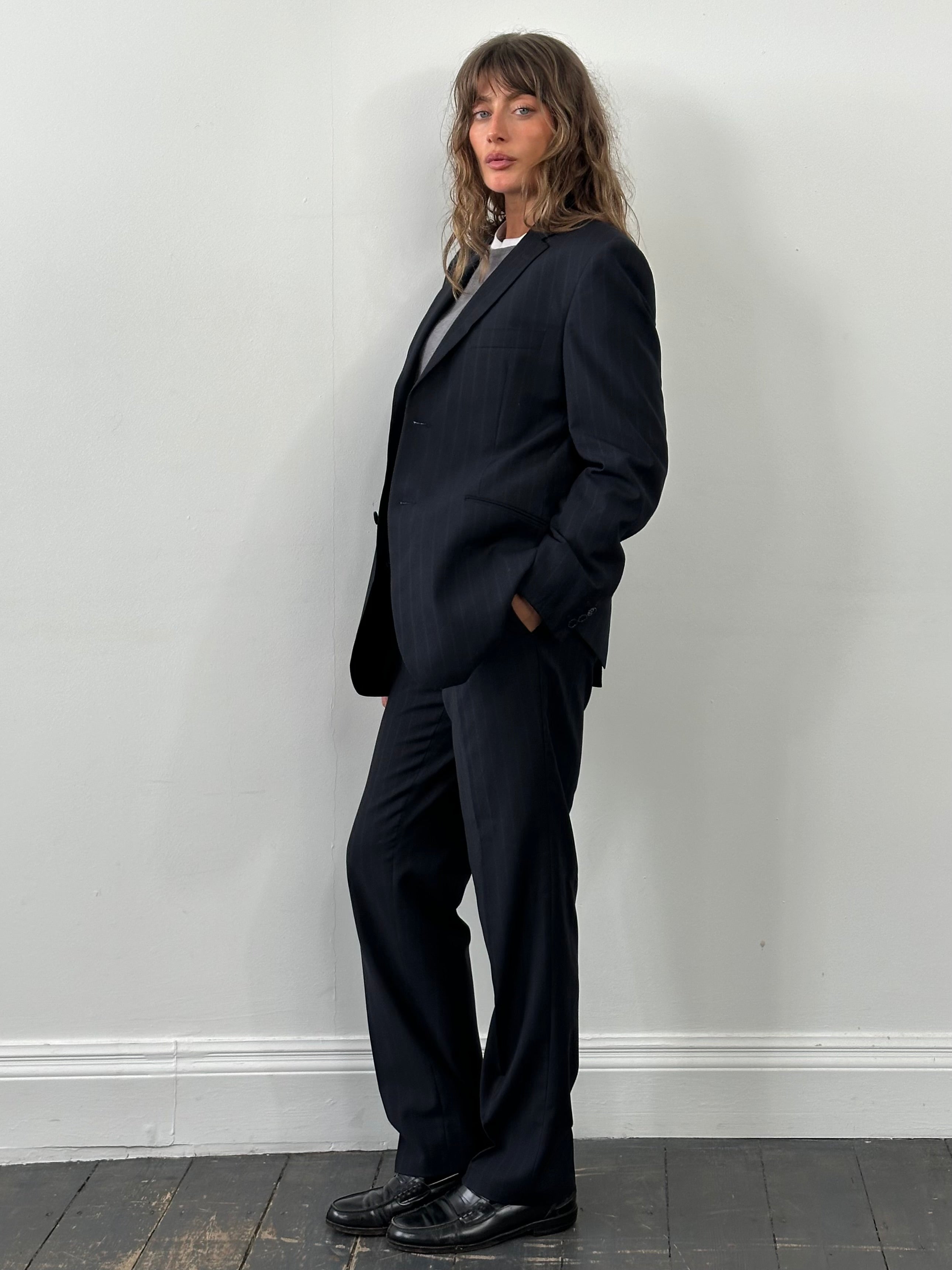 Balmain 1990s Wool Stripe Single Breasted Suit - 38R/W30 - SYLK