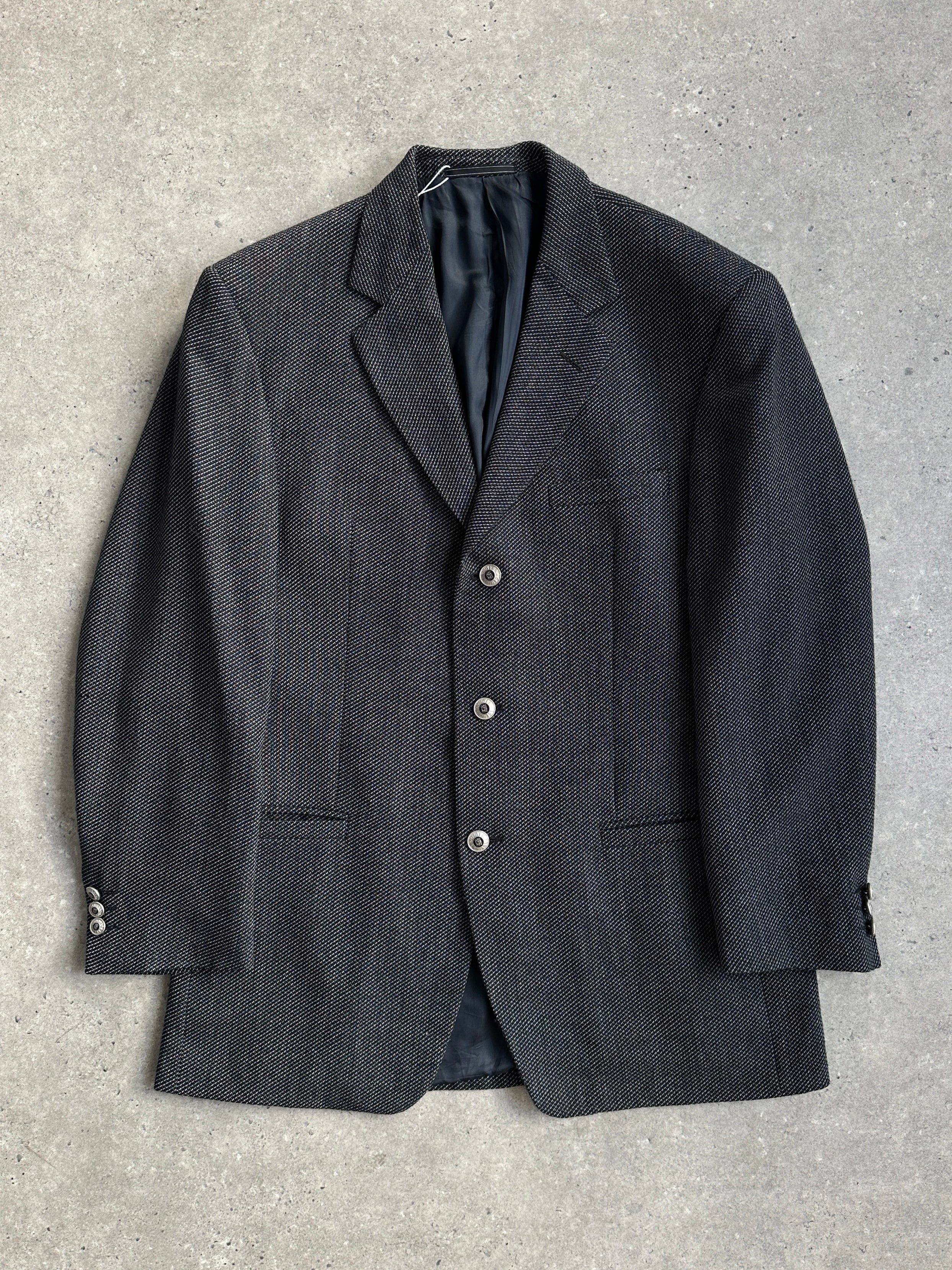 Versace Classic V2 90s bespoke single-breasted blazer in size 42R/L, featuring woven fabric and tailored fit.