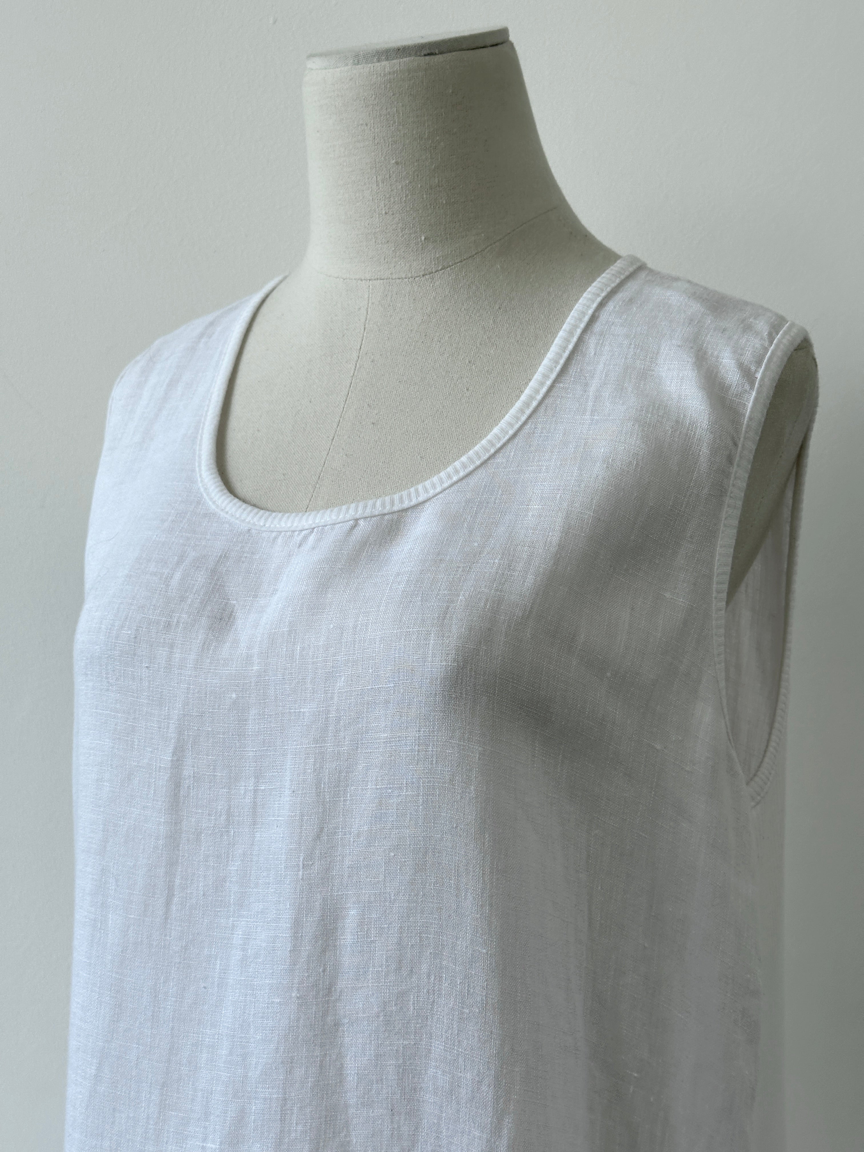 Vintage 2000s Pure Linen Asymmetric Sleeveless Maxi Dress - XL