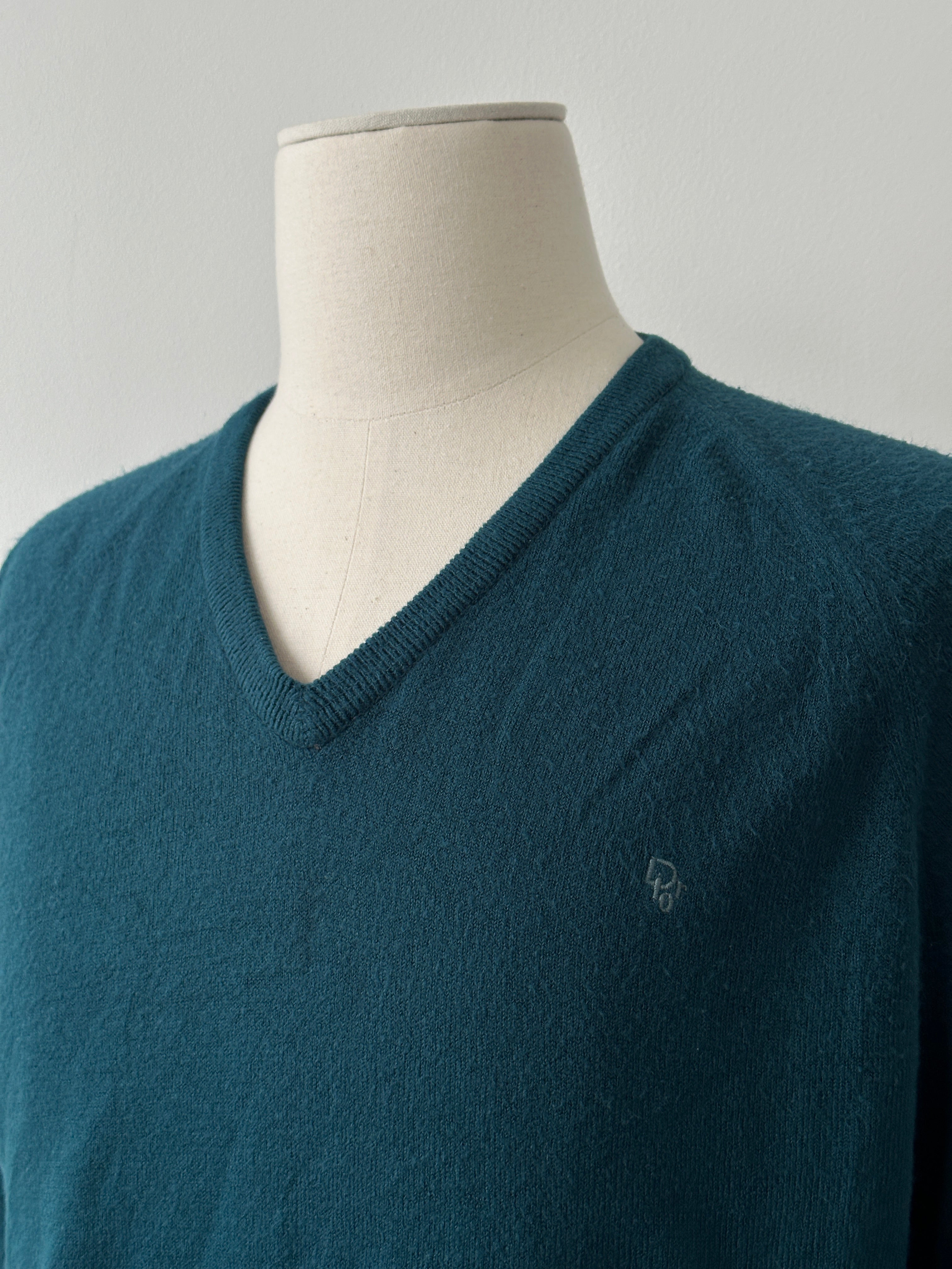 Christian Dior Monsieur 1990s V Neck Knit Logo Jumper - L | SYLK