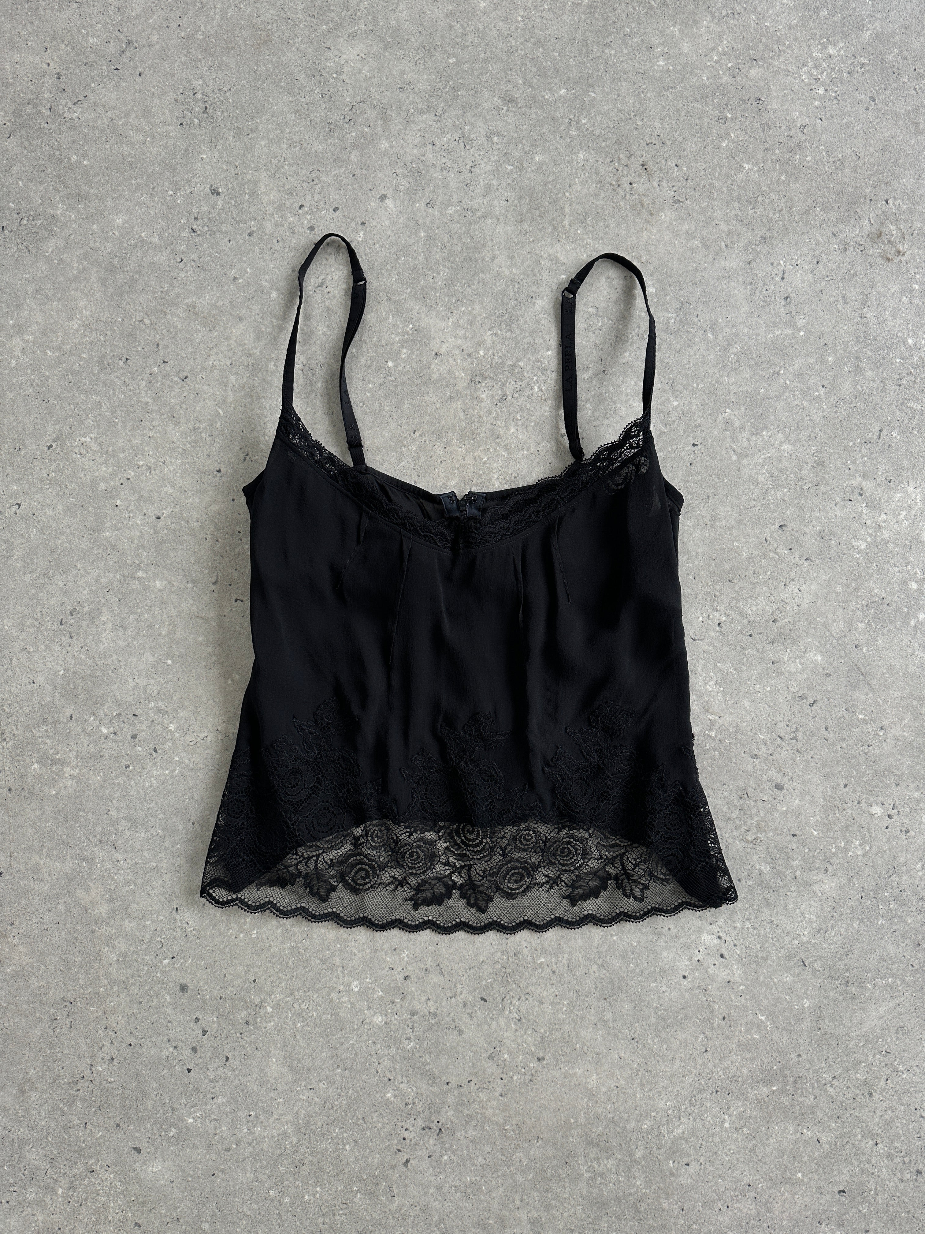 La Perla silk lace lingerie top in S/M, featuring delicate lace details and a soft, luxurious silk fabric.