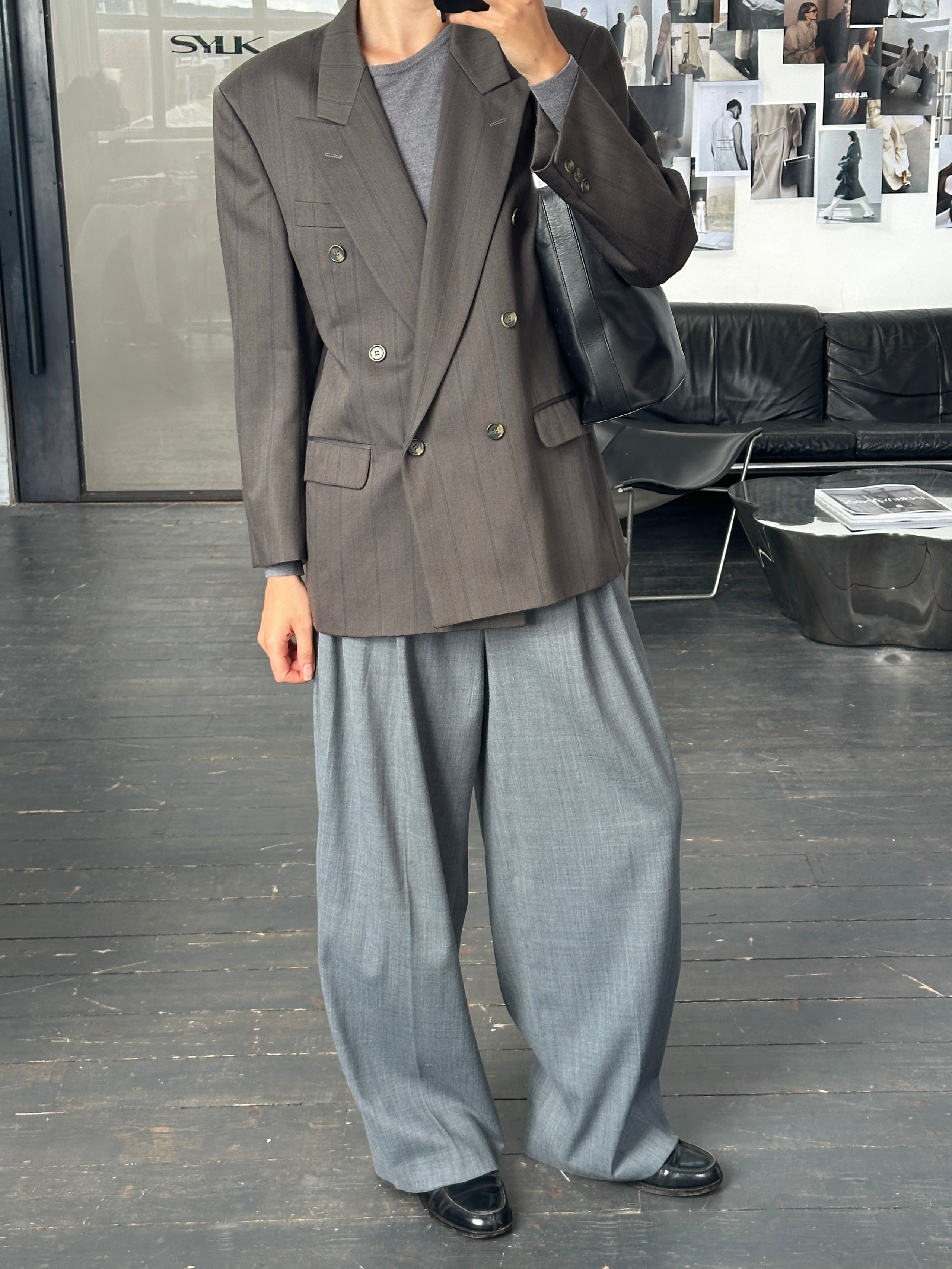 Pierre Balmain 1980s pure wool double-breasted blazer in size 40S/L, tailored with classic lapels and structured fit.