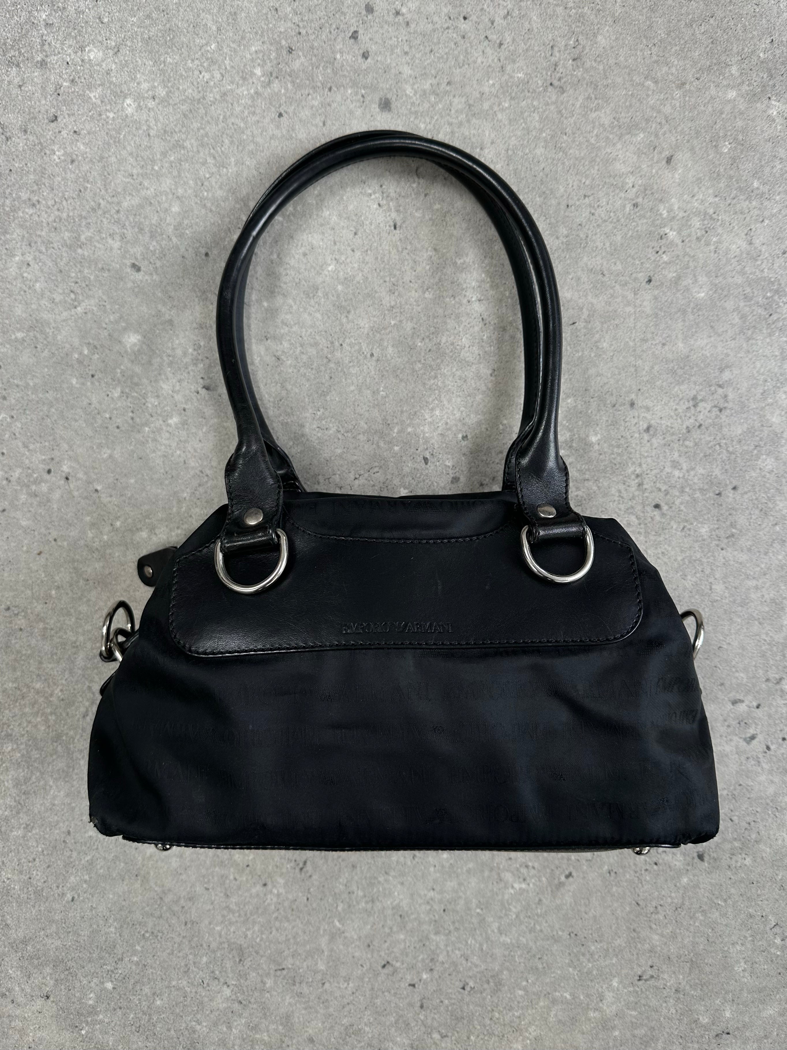 Emporio Armani 2000s Nylon Monogram Shoulder Bag