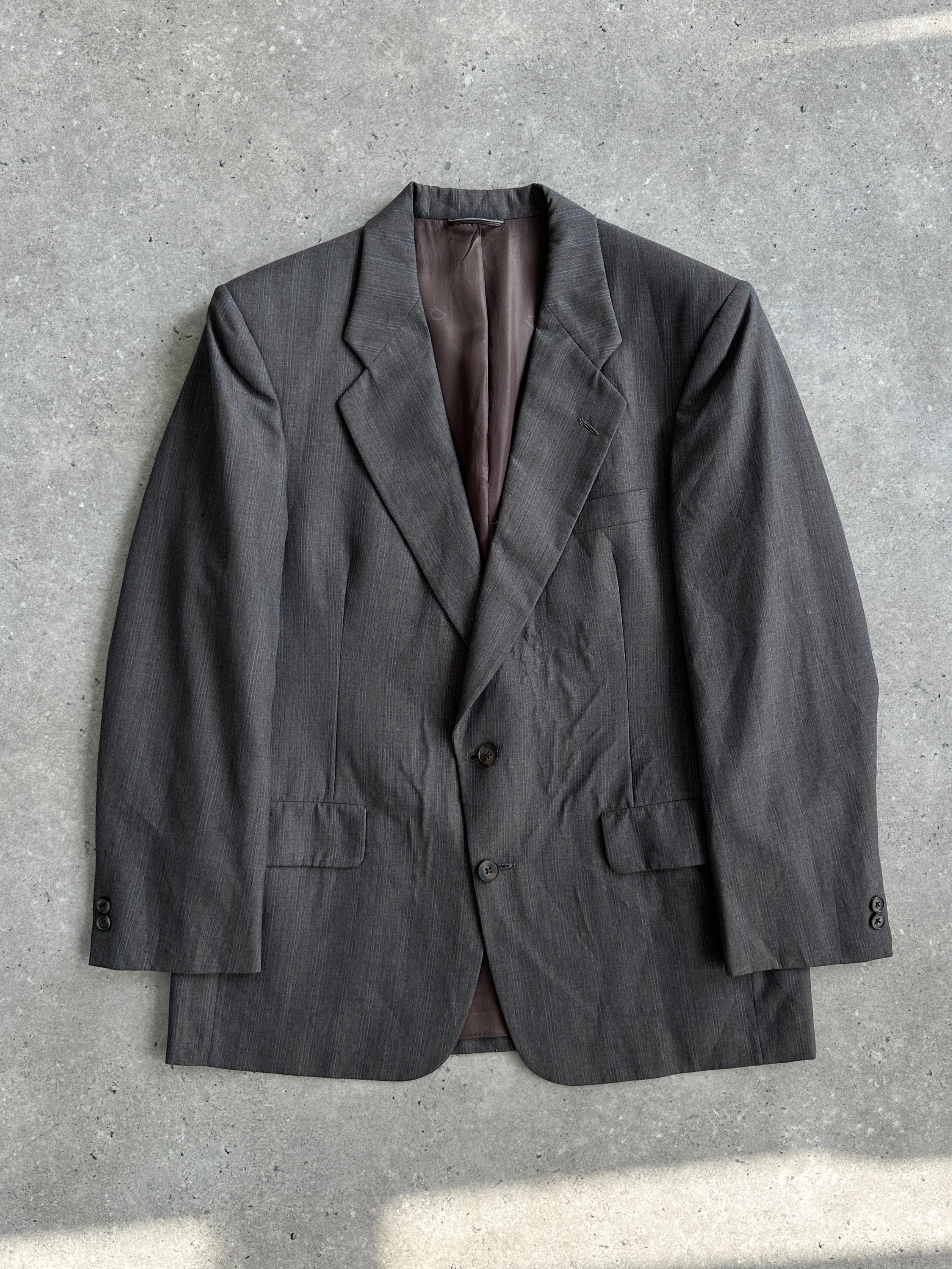 Christian Dior Monsieur 80s striped single-breasted blazer, size 38R/L, featuring classic button details and tailored fit.