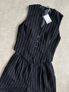 British Vintage Pinstripe Two Piece Waistcoat Trouser Set - M - SYLK