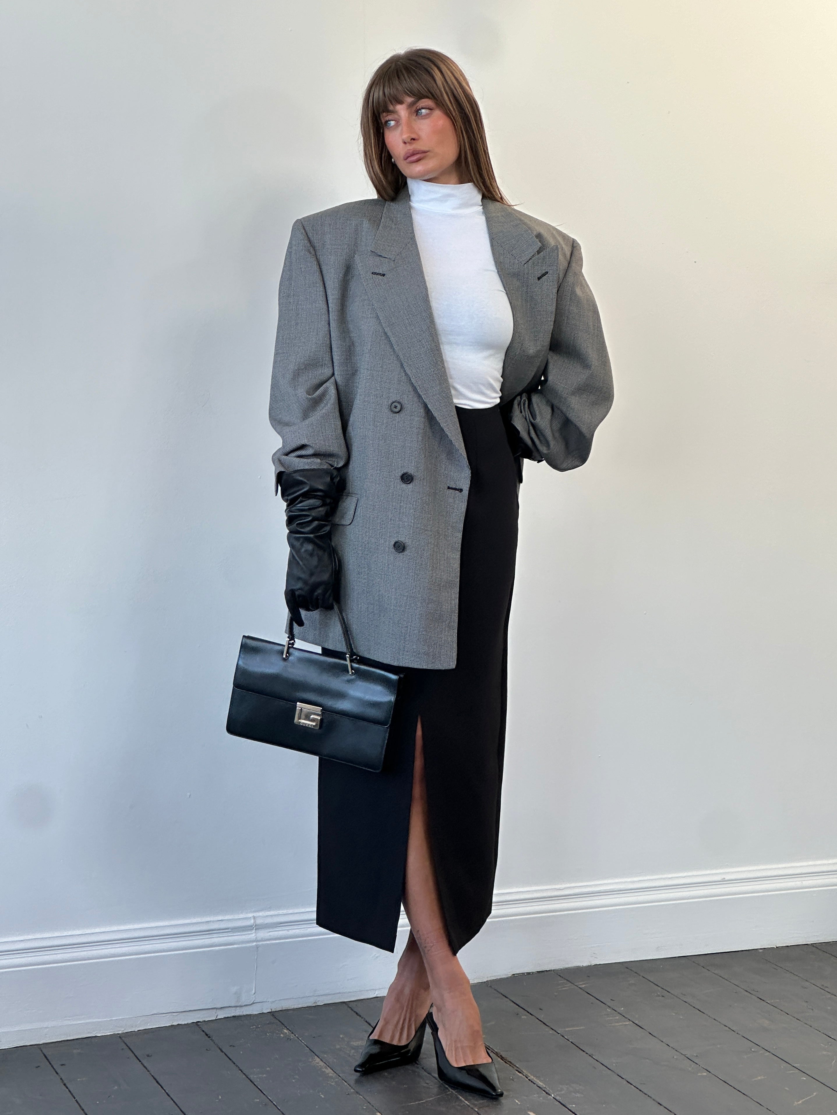 **Christian Dior Monsieur 1980s Pure Wool Houndstooth Blazer - 44R/XL - SYLK