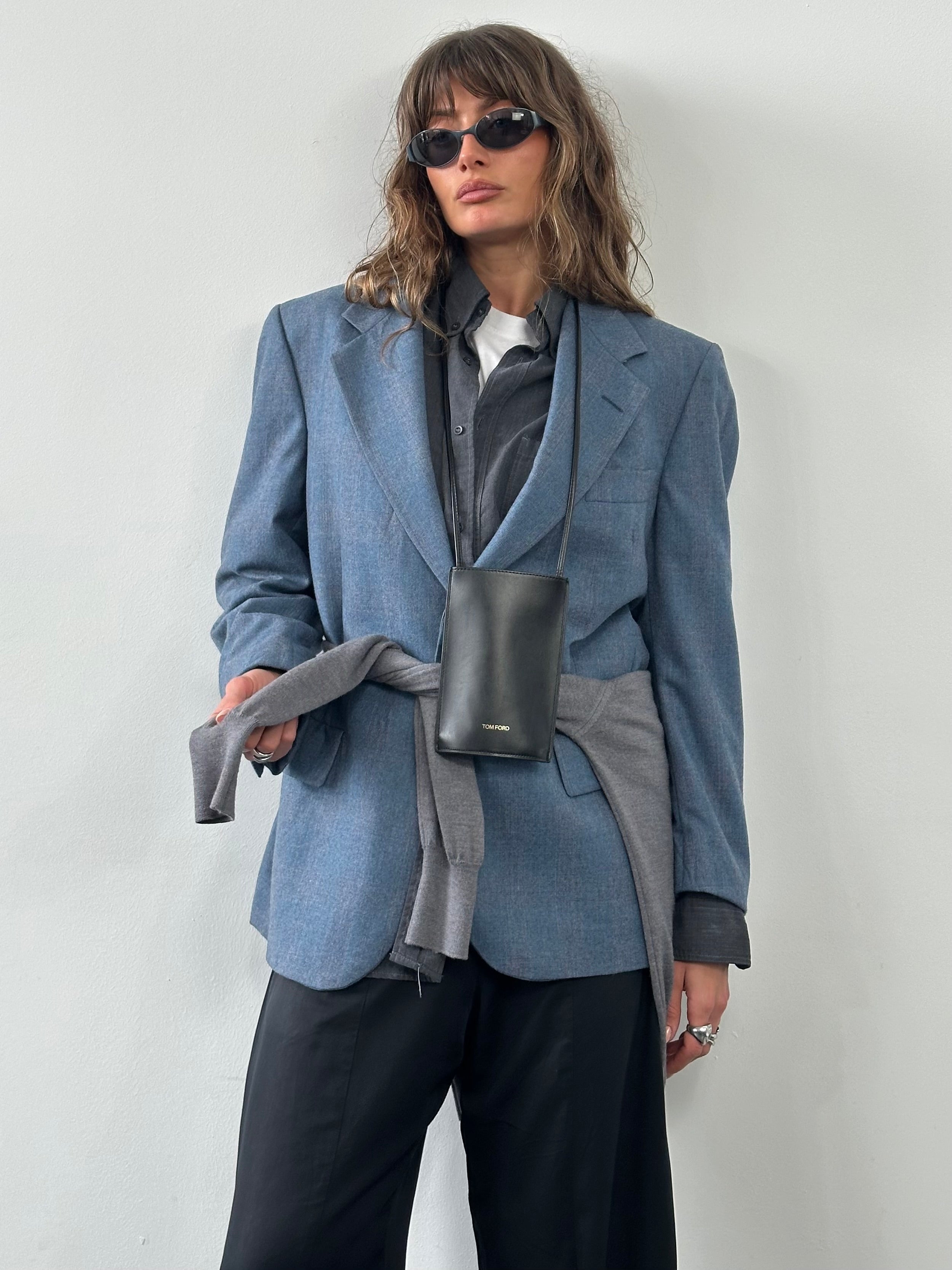 Christian Dior Paris 1980s pure wool check blazer, size 40R/L, tailored fit, classic pattern, displayed on a hanger.