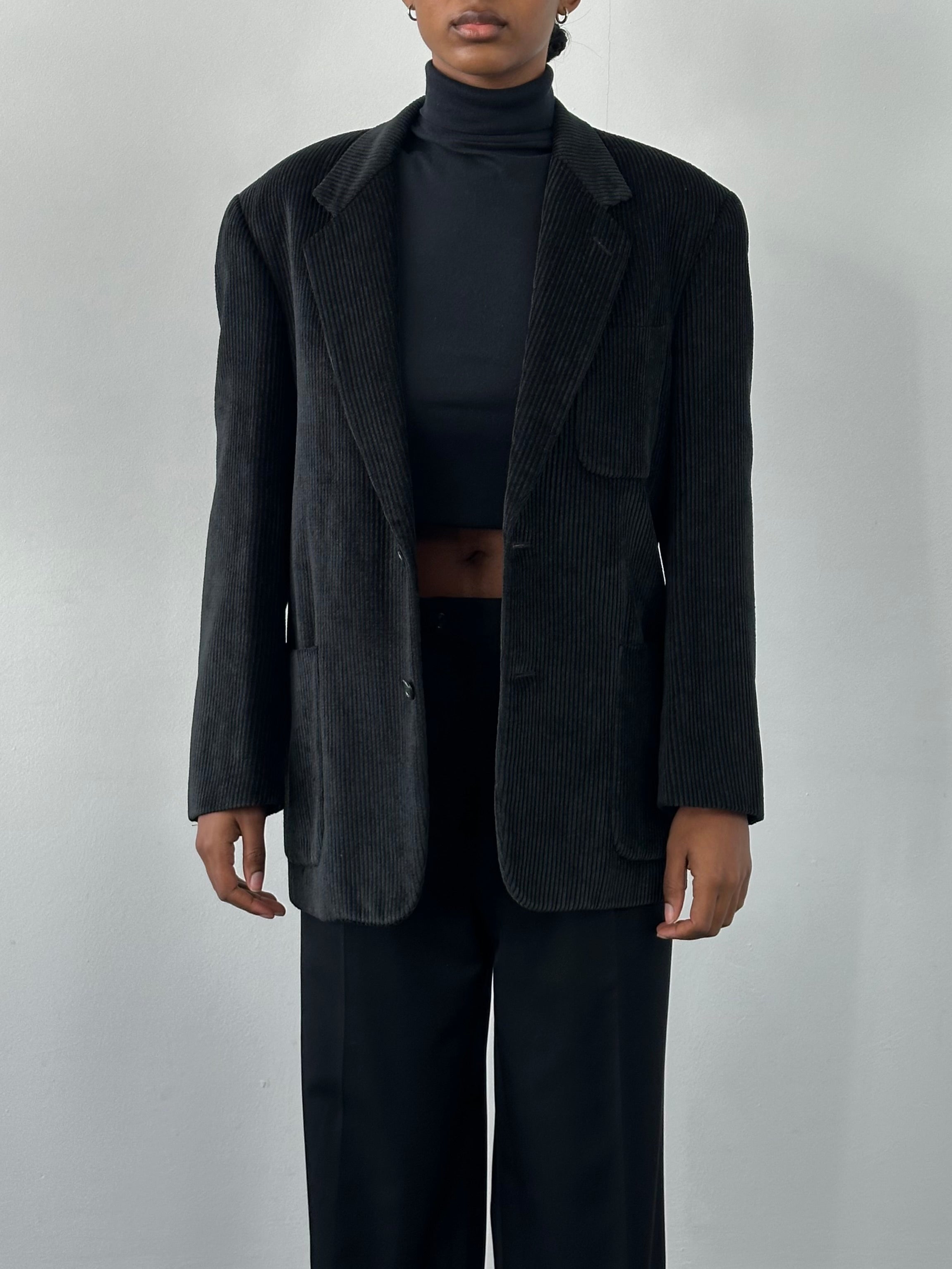 Christian Dior Monsieur 1990s corduroy single-breasted blazer in size 40R/M, shown in a classic tailored fit with lapel details.