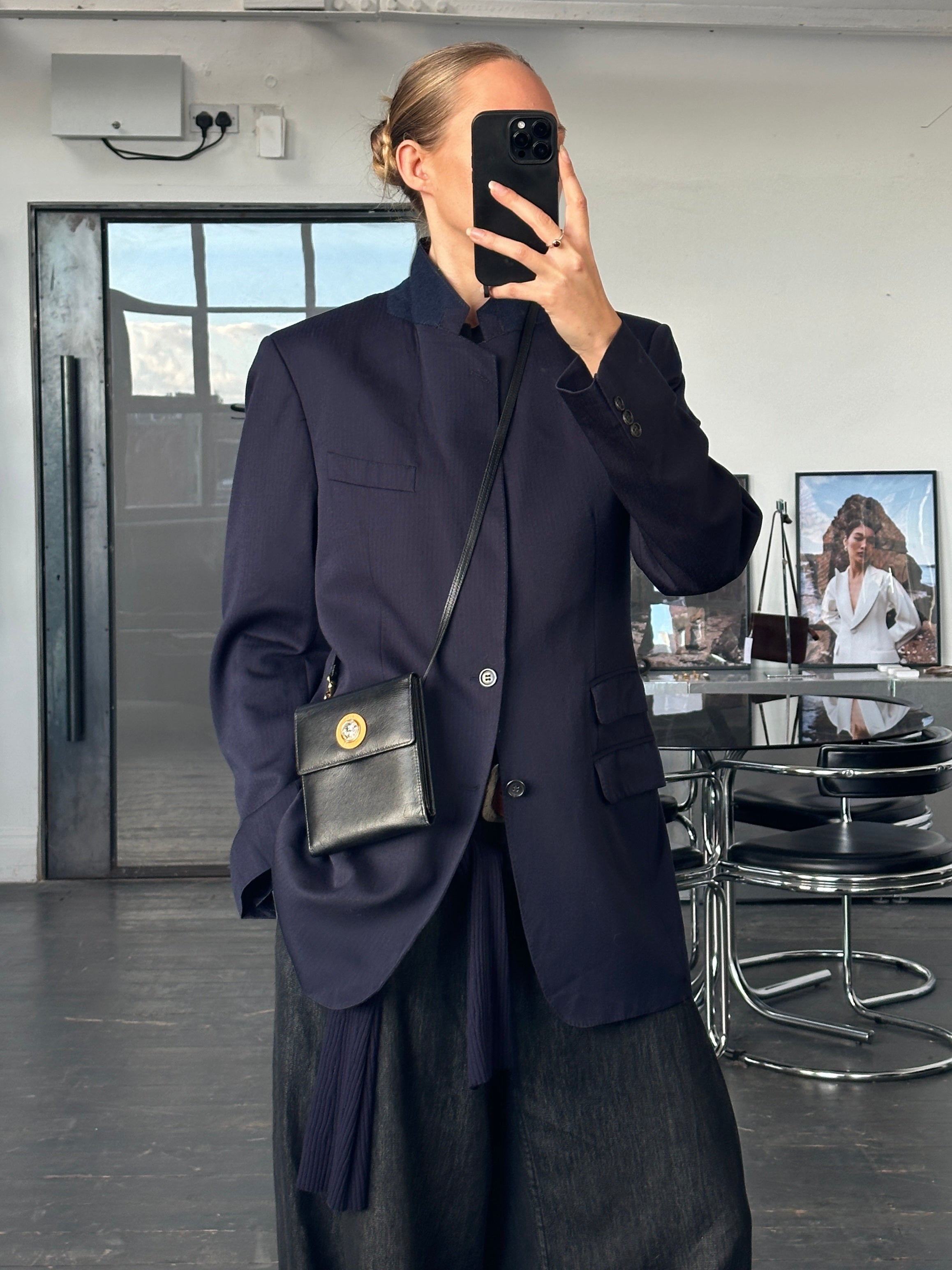 Christian Dior Monsieur 1990s pure wool blazer in size 40R/L, tailored fit, classic design, with lapels and button closure.