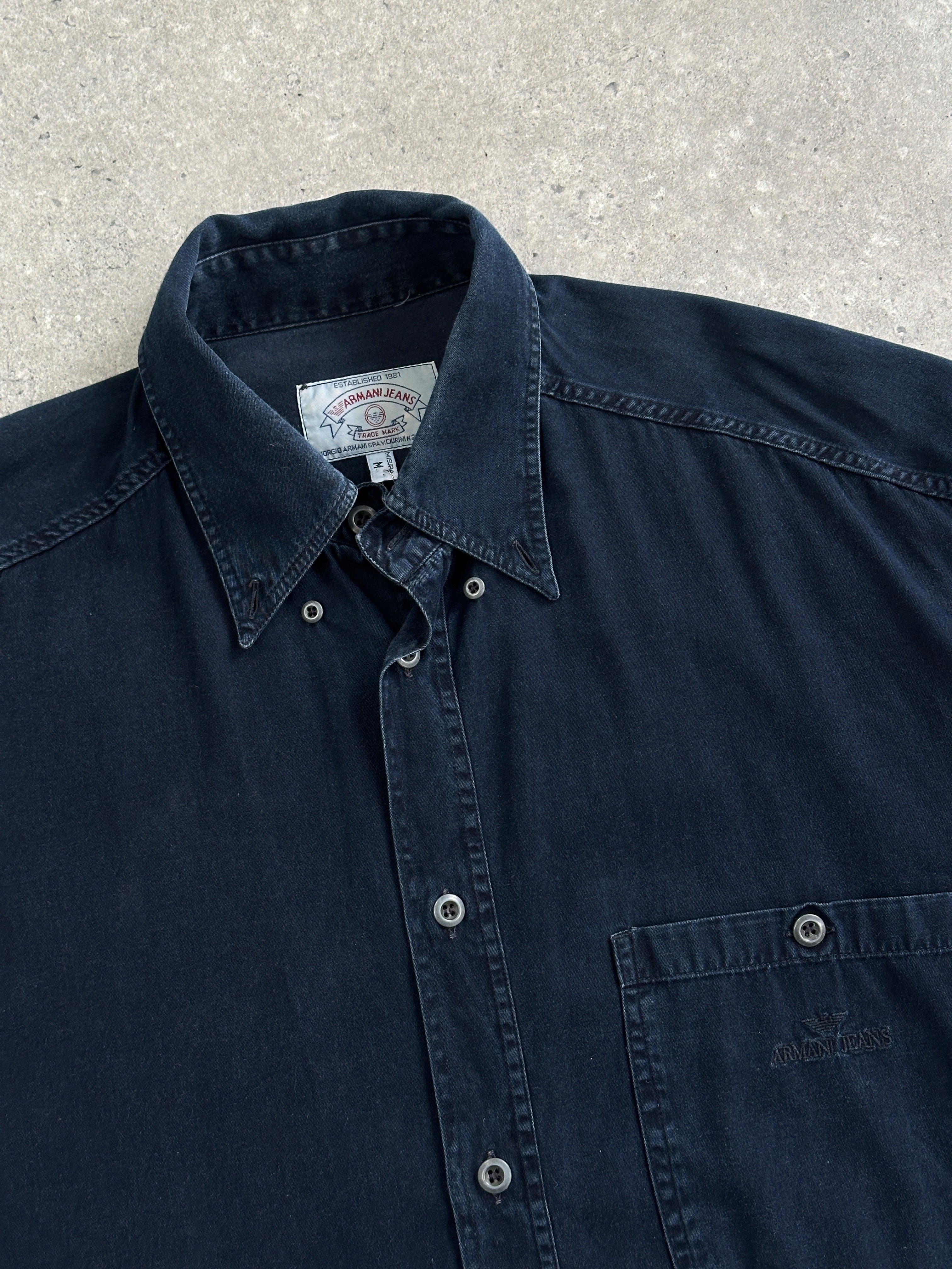 Armani Jeans 1990s Denim Logo Shirt - XL | SYLK