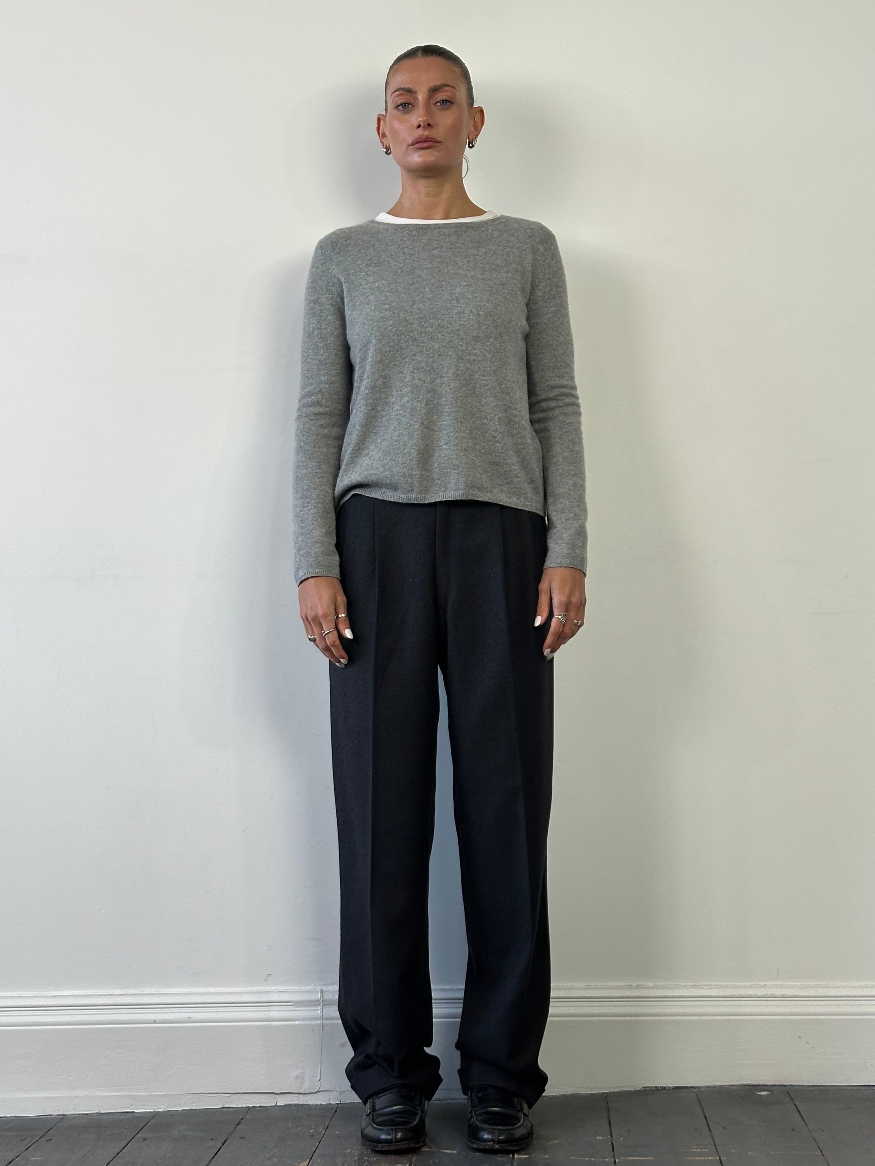 Vintage brand vintage pure cashmere handmade knitted jumper in M/L size, featuring a cozy, textured knit pattern on a neutral background.