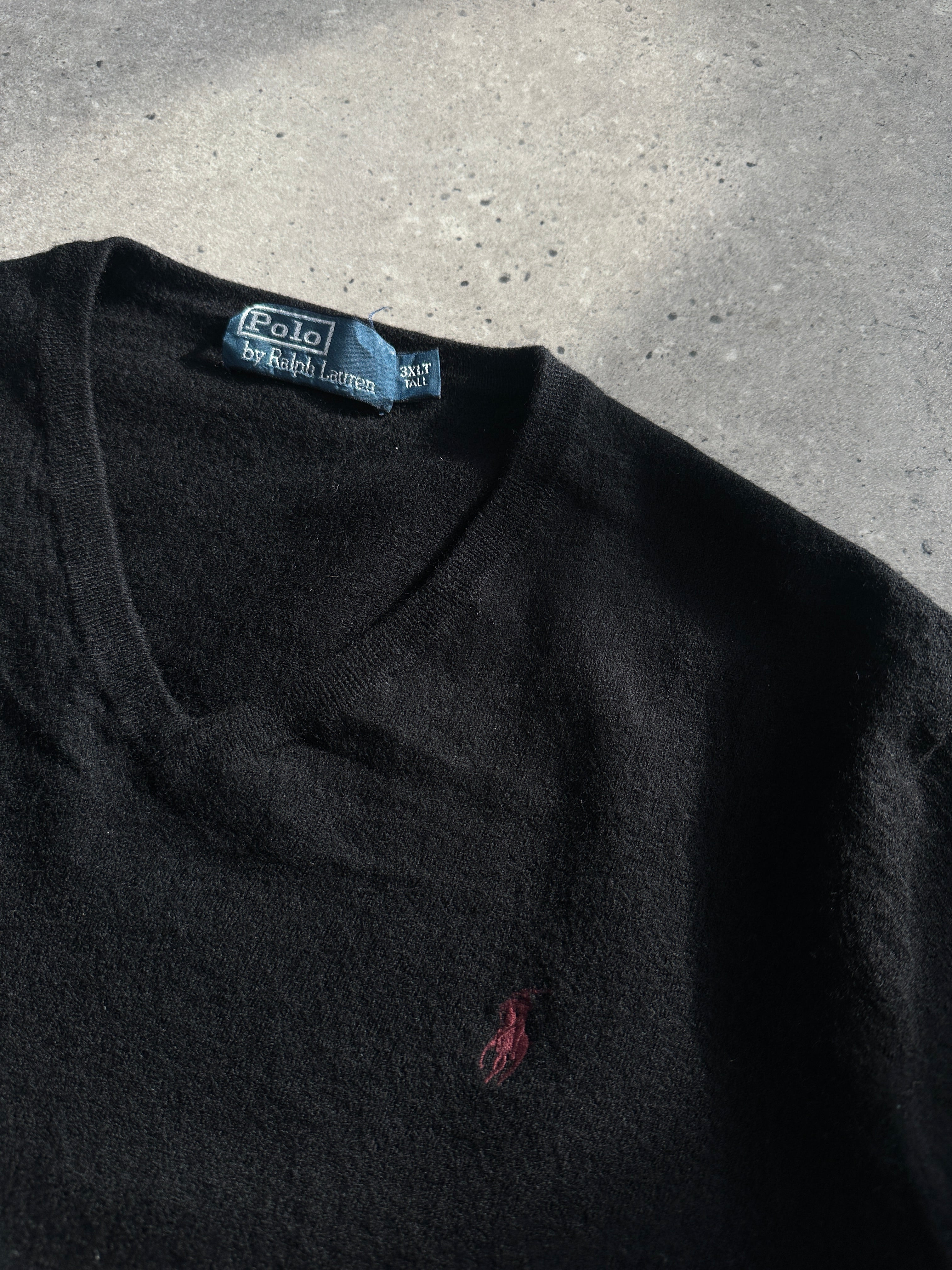 Ralph Lauren Pure Merino Wool Logo V Neck Jumper - M - SYLK