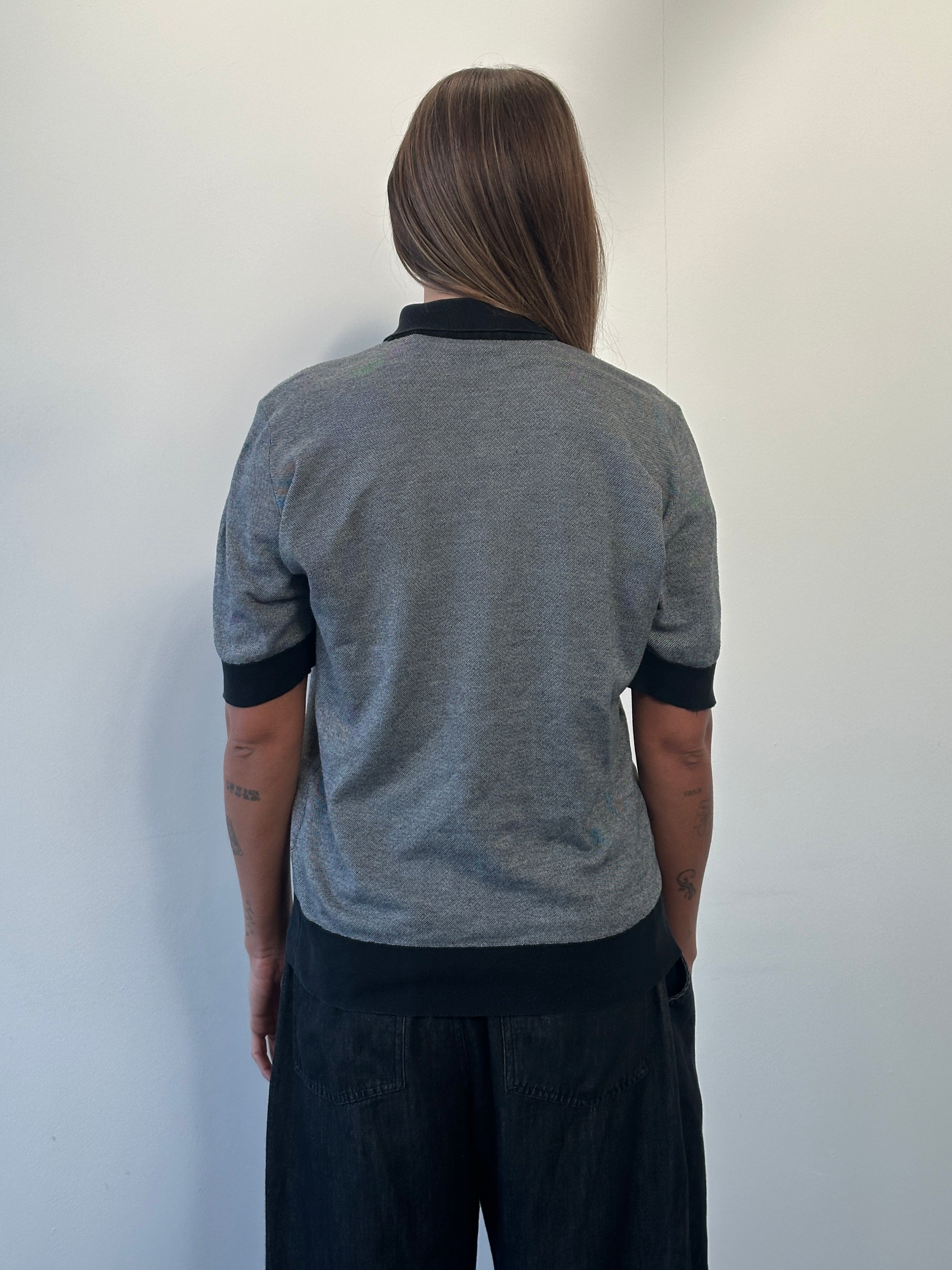 Yves Saint Laurent 1990s cotton logo polo shirt, men's size M, with classic collar and embroidered YSL logo on chest.