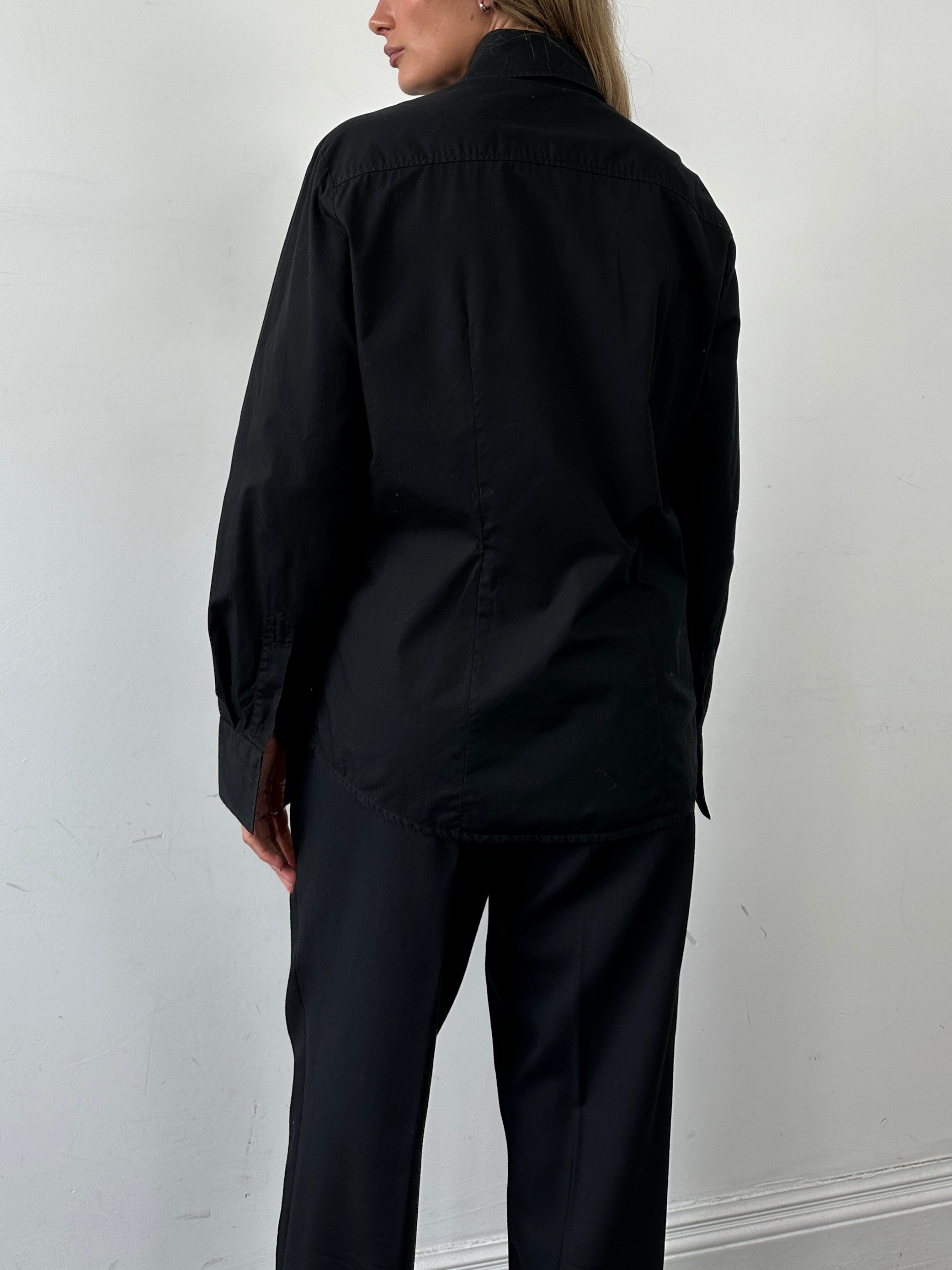 Vintage pure cotton lace panel shirt in size S, featuring delicate lace details and classic button-up design.