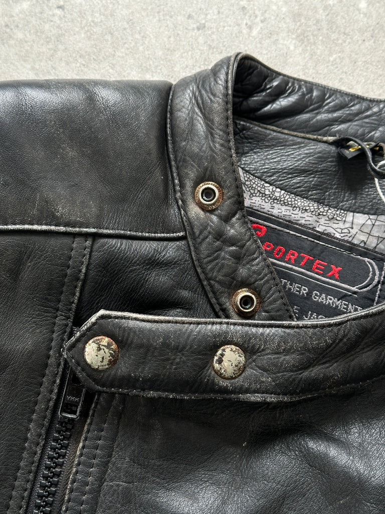 Vintage Distressed Motorcycle Leather Jacket - L/XL - SYLK