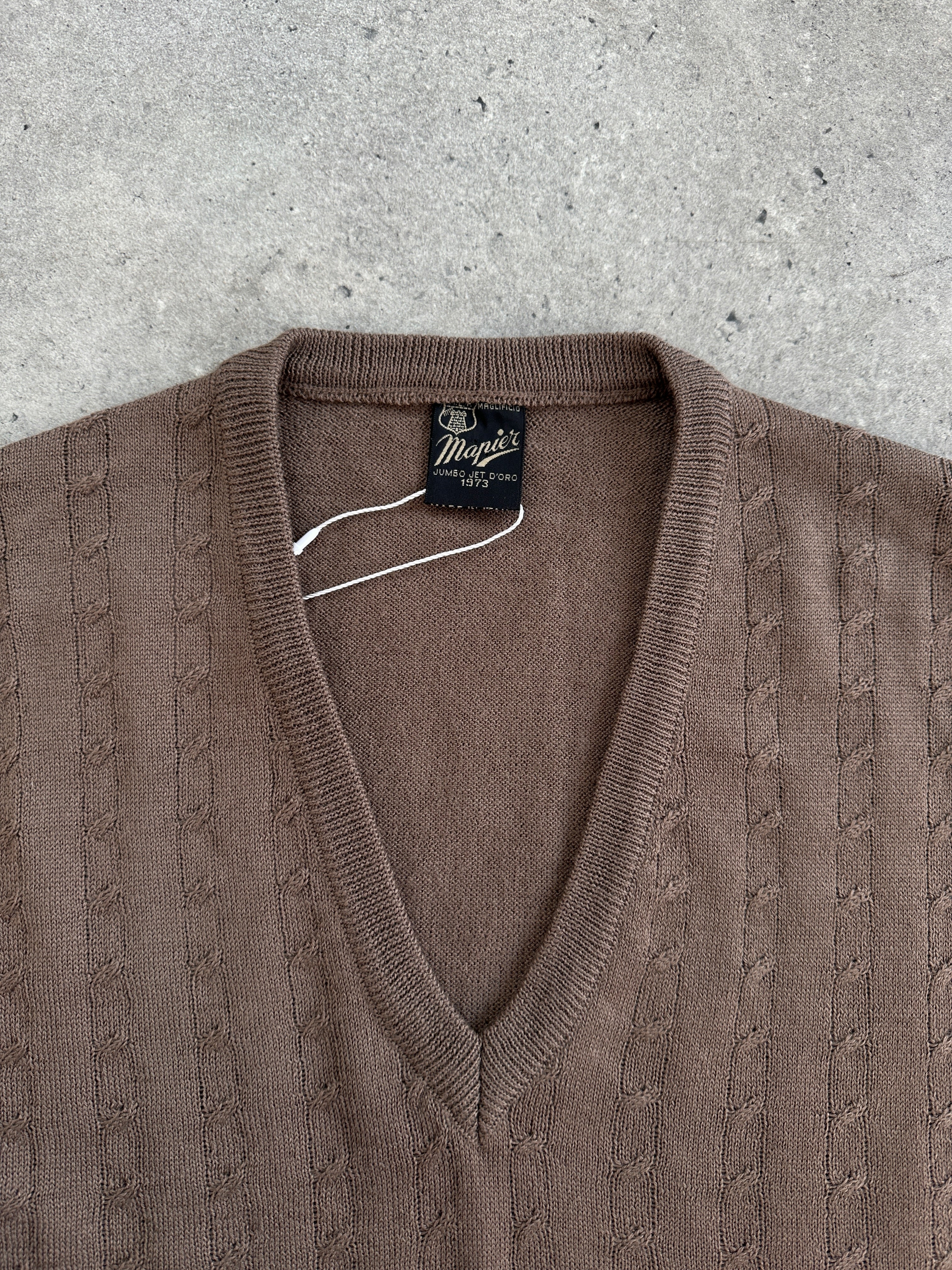 Italian Vintage Wool V Neck Sleeveless Vest Jumper - M - SYLK