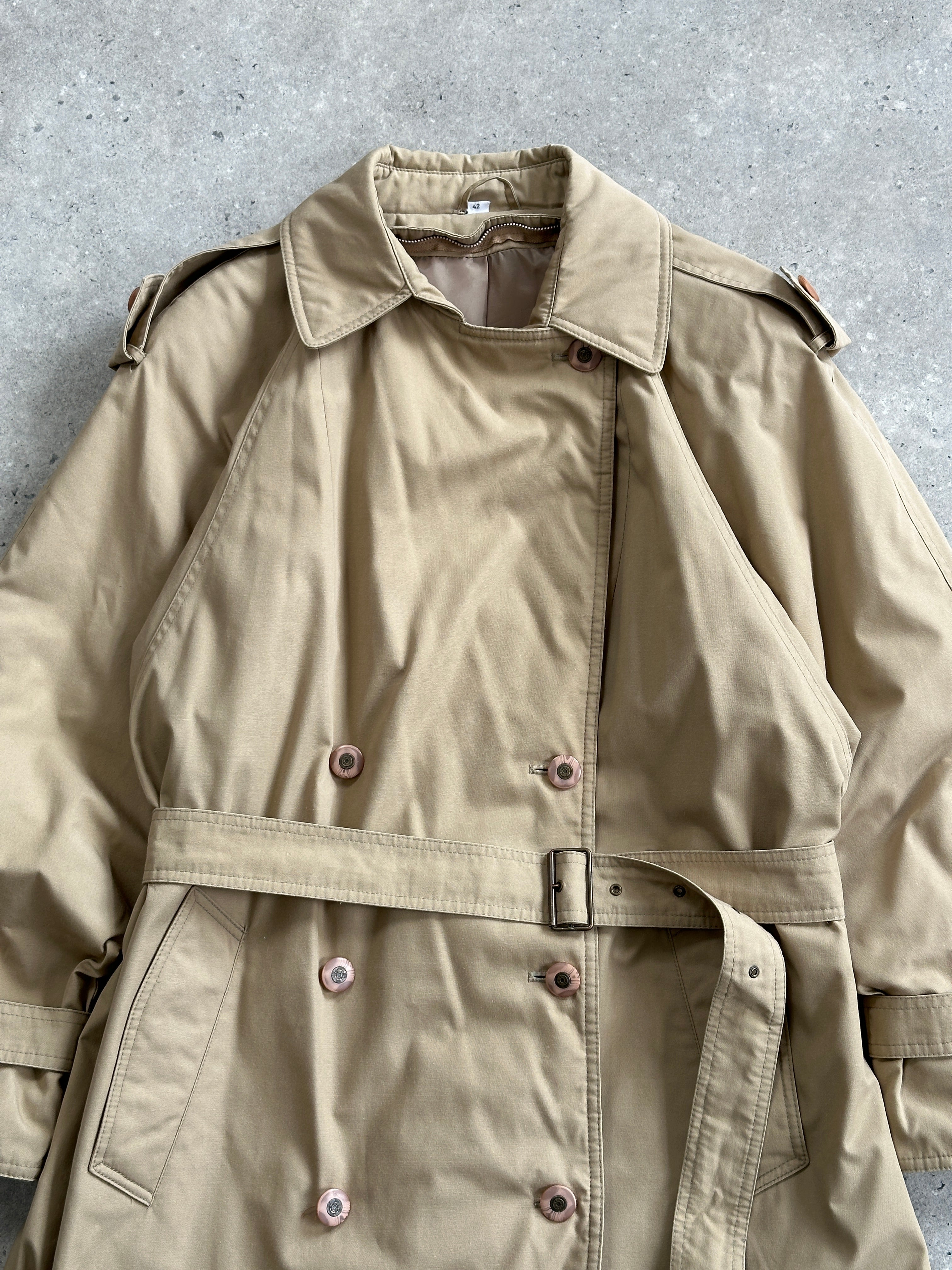 Vintage Cotton Double Breasted Belted Trench Coat - XL - SYLK