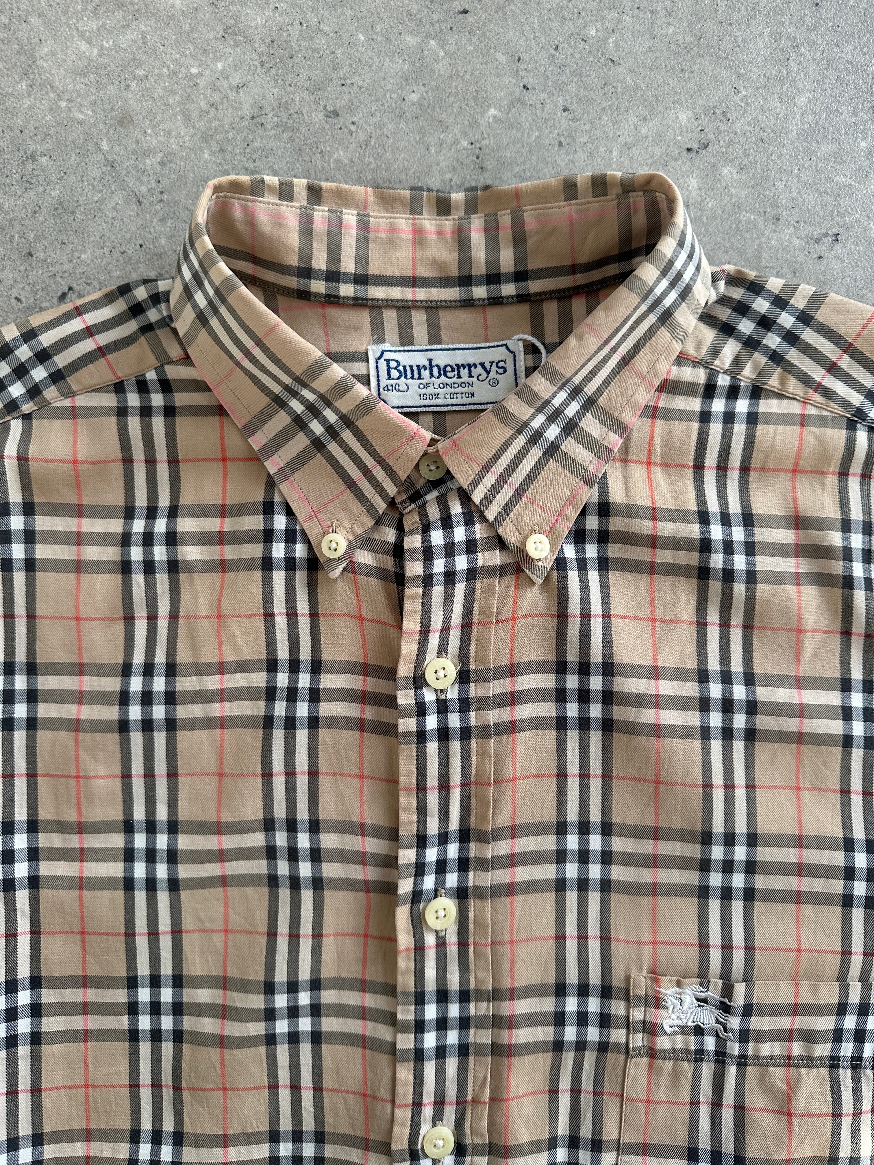 Burberry 1990s Archive Nova Check cotton shirt in XL, featuring classic check pattern and button-up front.
