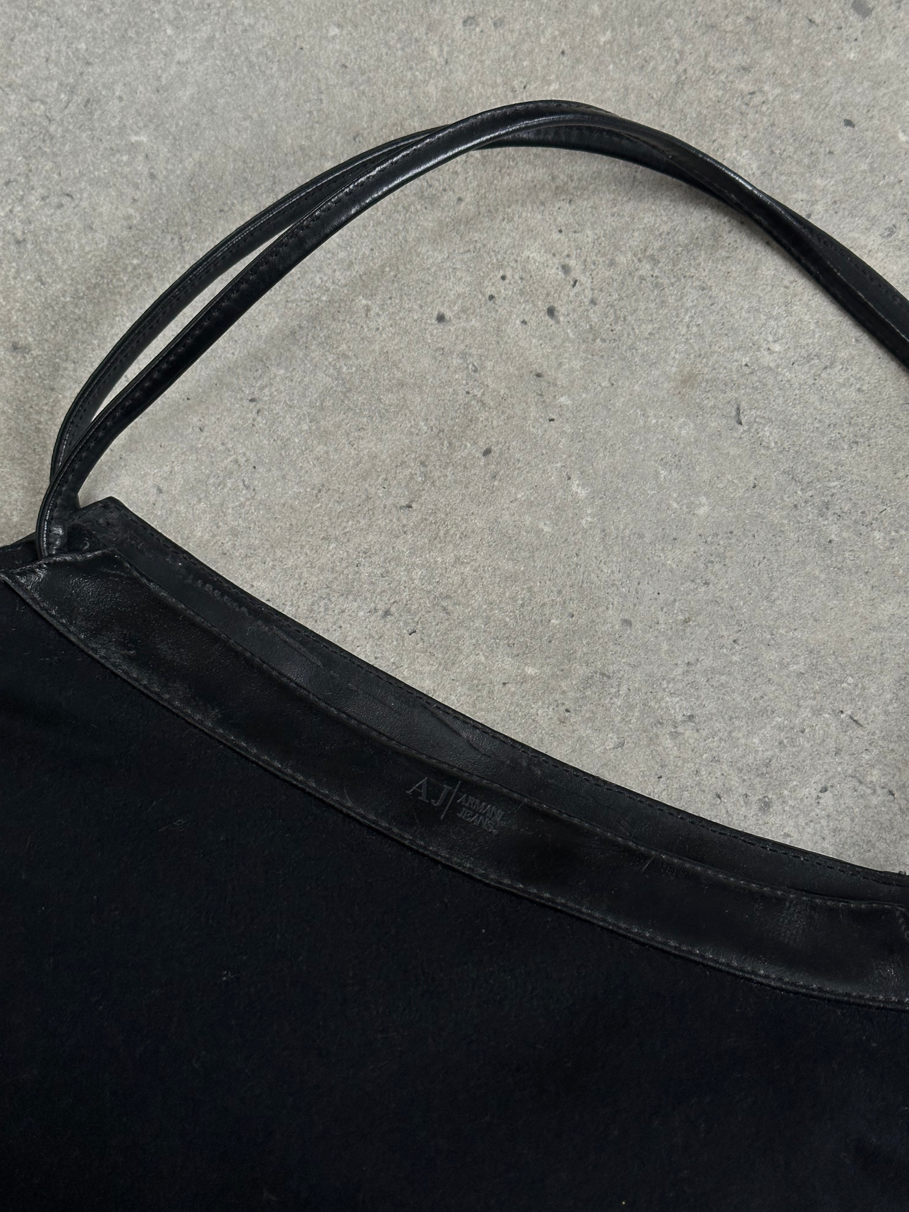 Armani Jeans 2000s wool shoulder bag with structured design, featuring a sleek, modern look and subtle branding details.