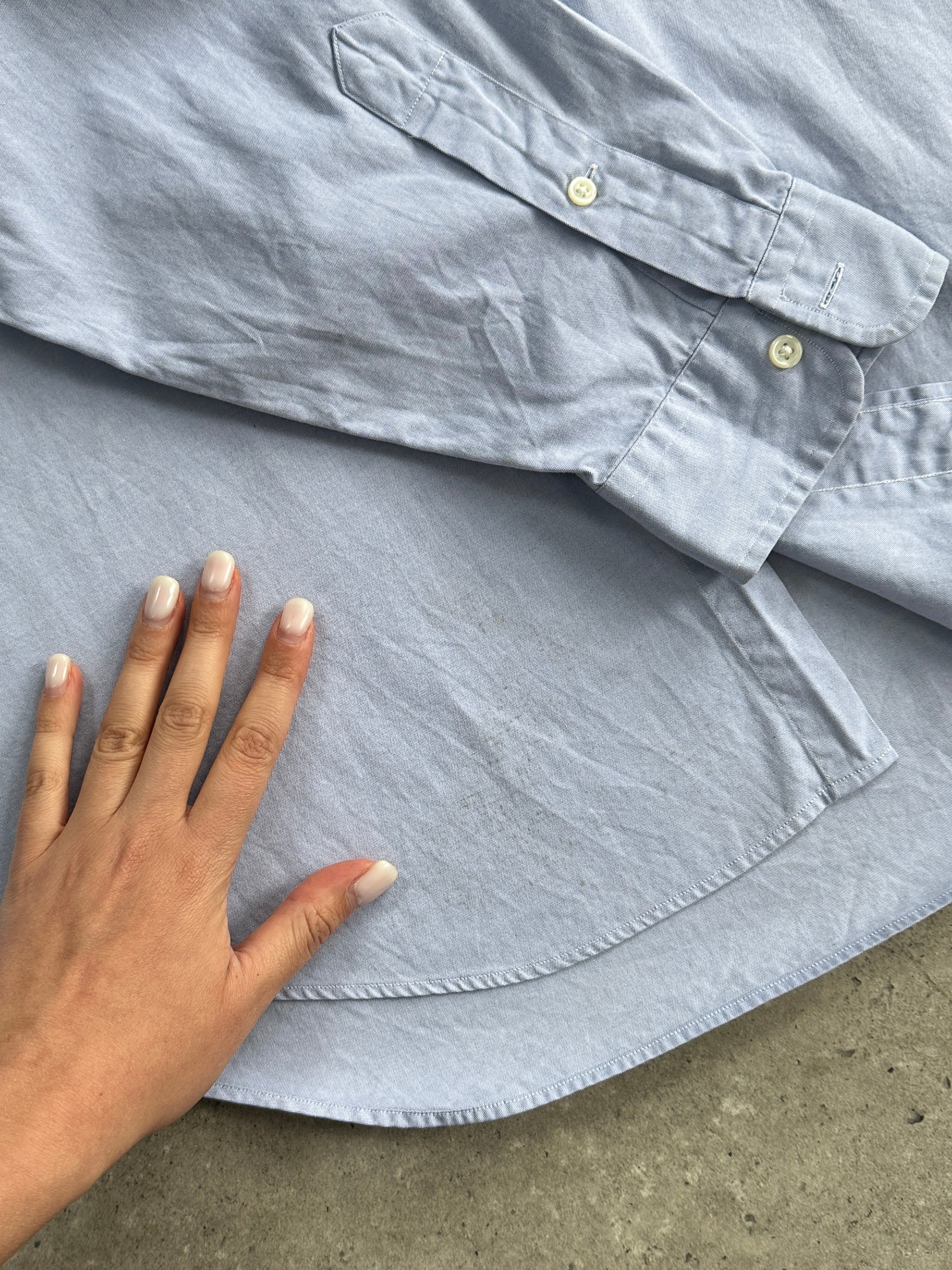 Ralph Lauren pure cotton logo shirt in XXL displayed flat, showing the classic Ralph Lauren branding and white cotton fabric.