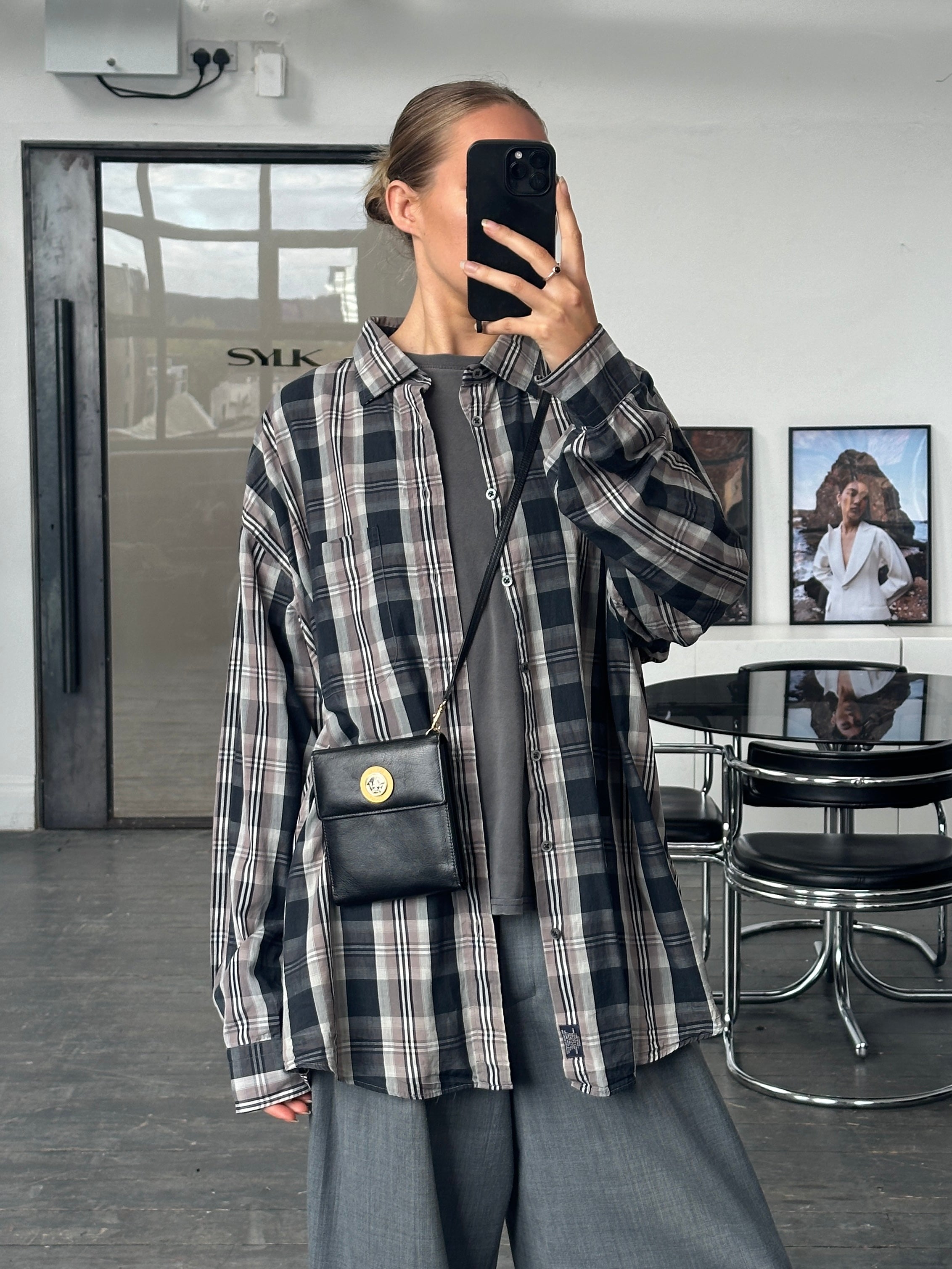 Burberry London 1990s check cotton shirt in XXL, featuring classic plaid pattern and button-up front.