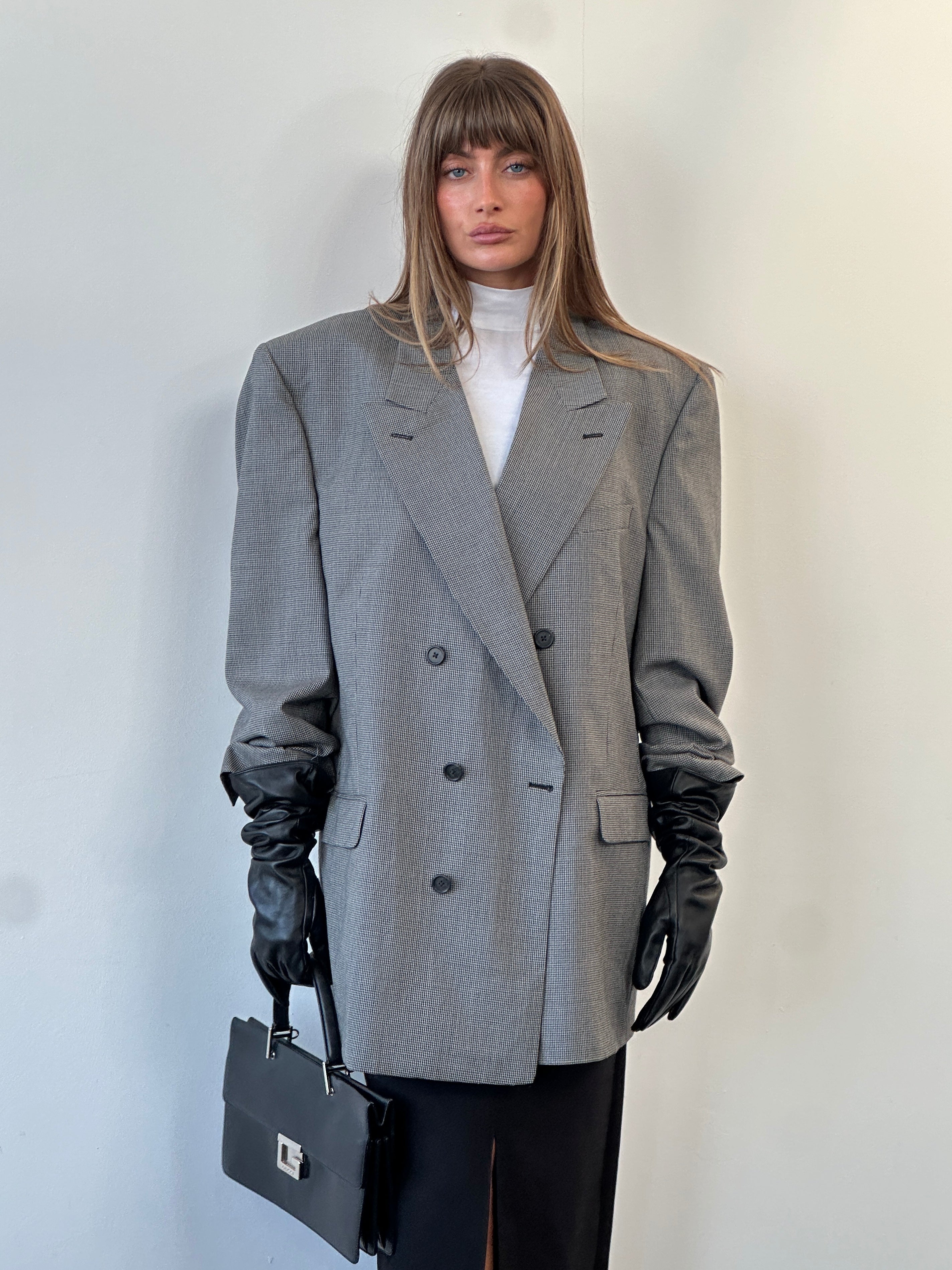 **Christian Dior Monsieur 1980s Pure Wool Houndstooth Blazer - 44R/XL - SYLK