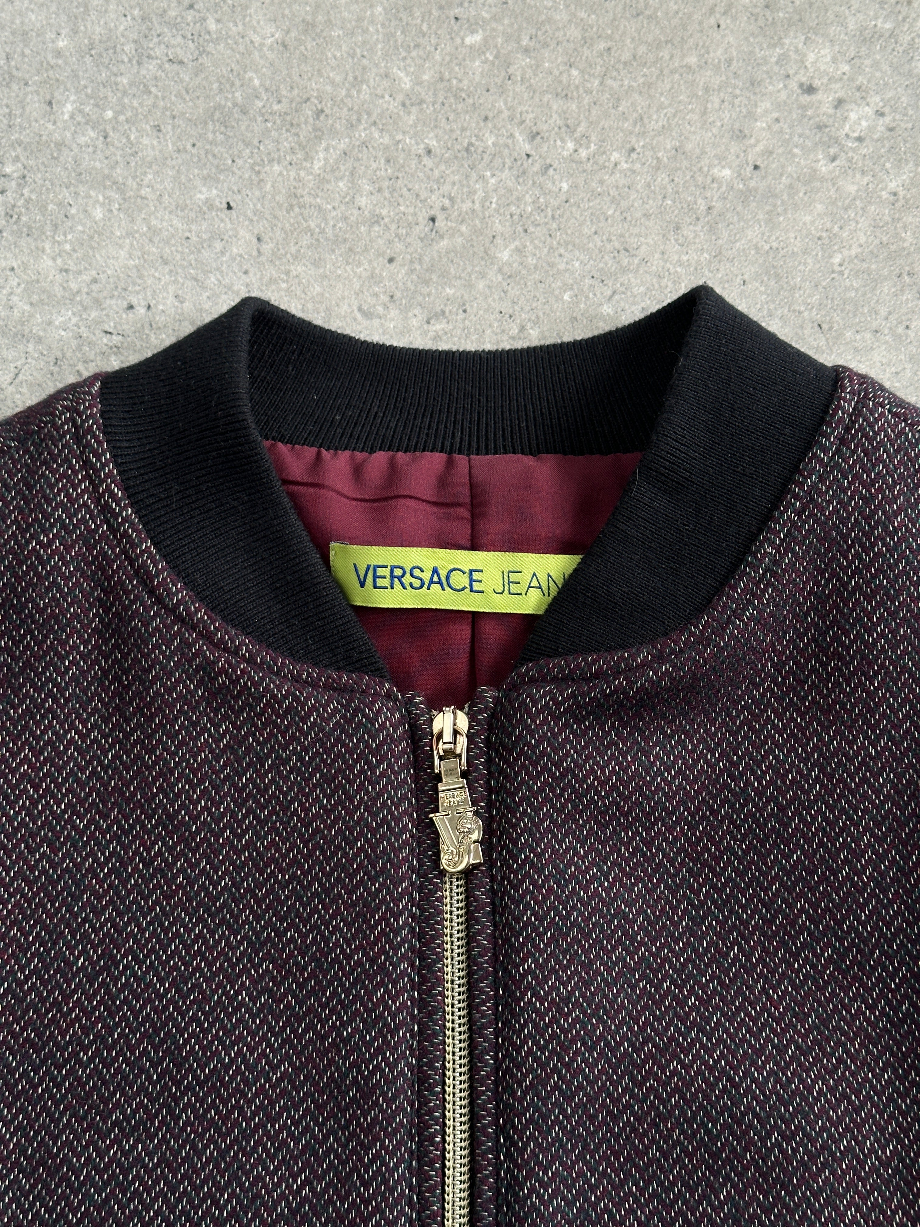 Versace Jeans 2000s Wool Herringbone Bomber Jacket - S/M - SYLK