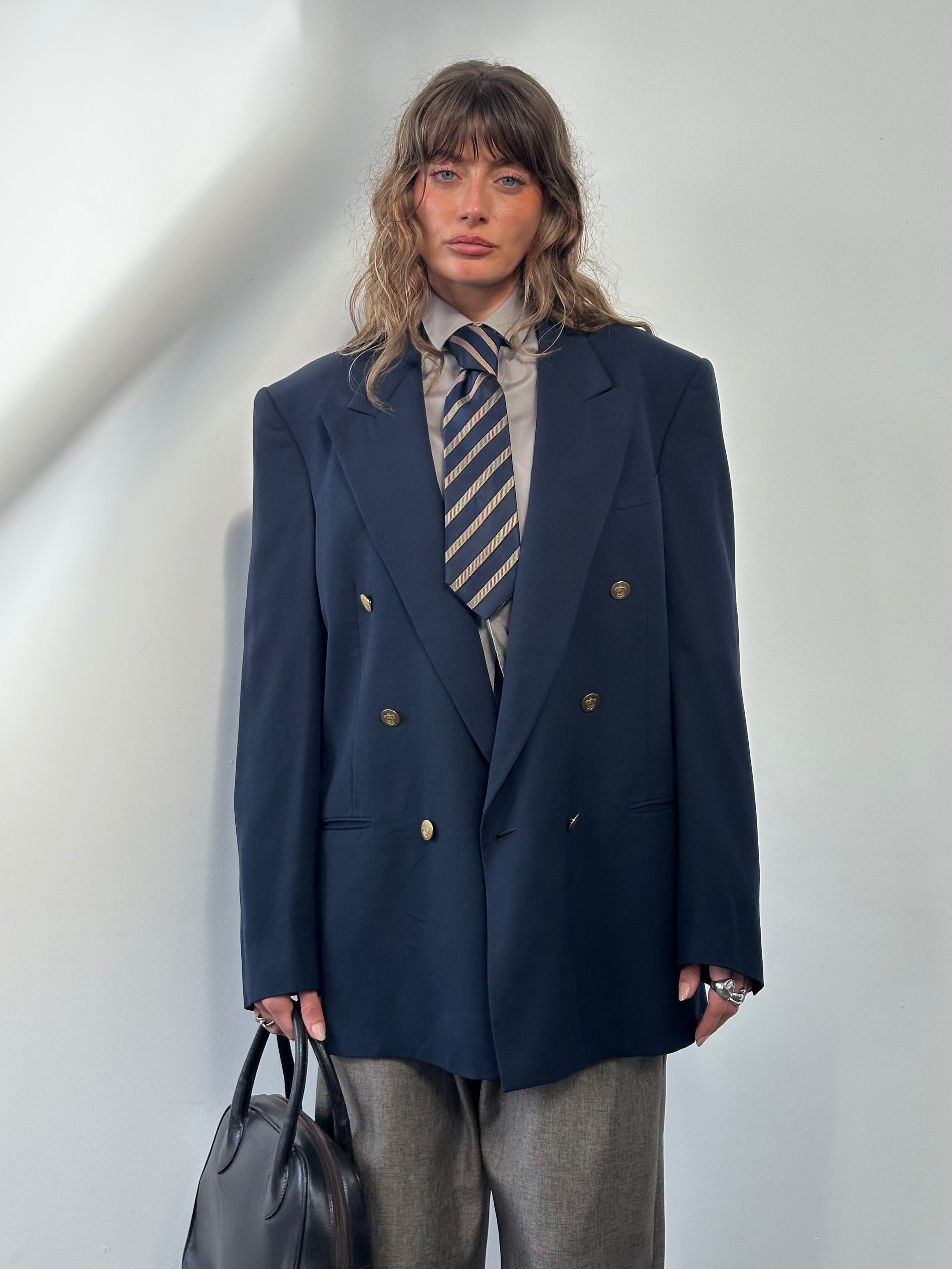 Christian Dior Monsieur 1980s bespoke double-breasted blazer, size 42L/XL, tailored, classic men's fashion blazer.