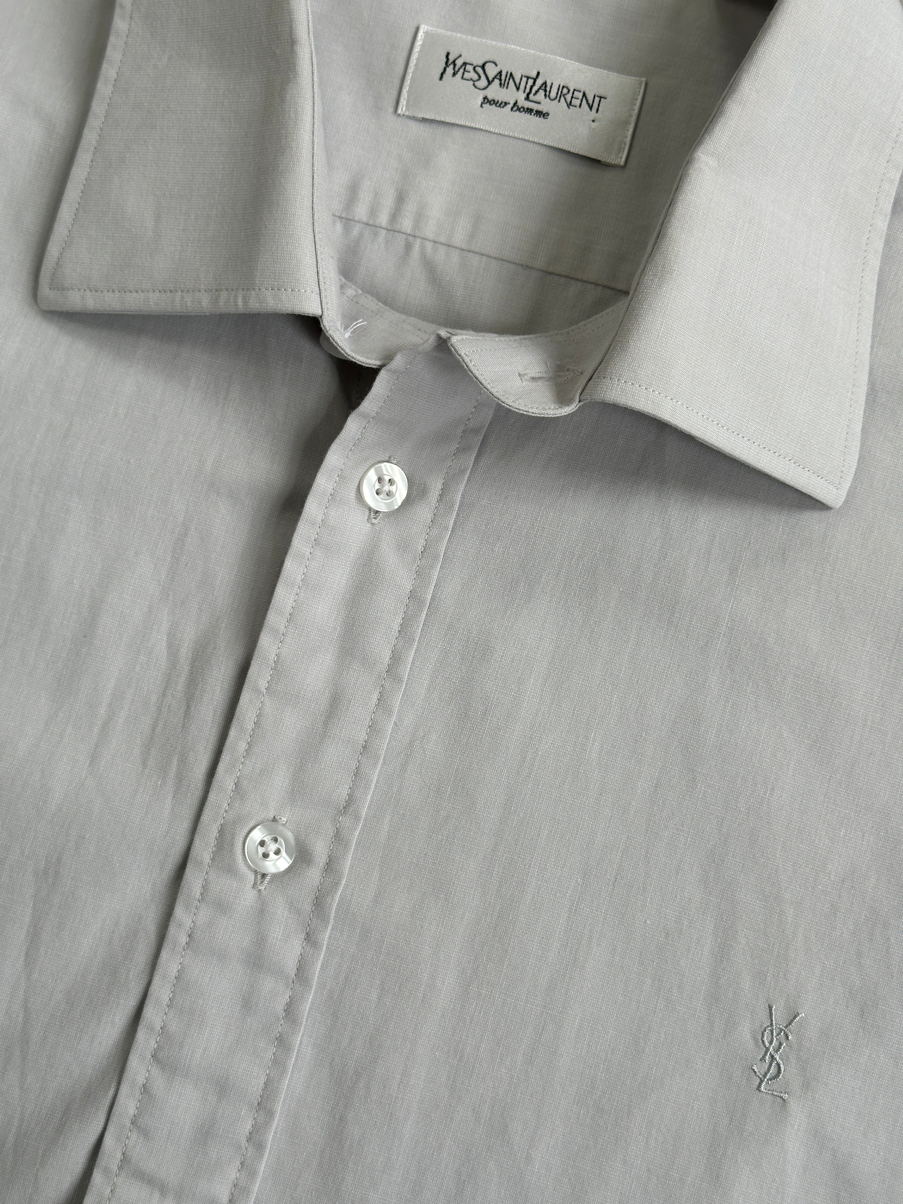 Yves Saint Laurent Pour Homme 2000s Cotton Logo Shirt - XL