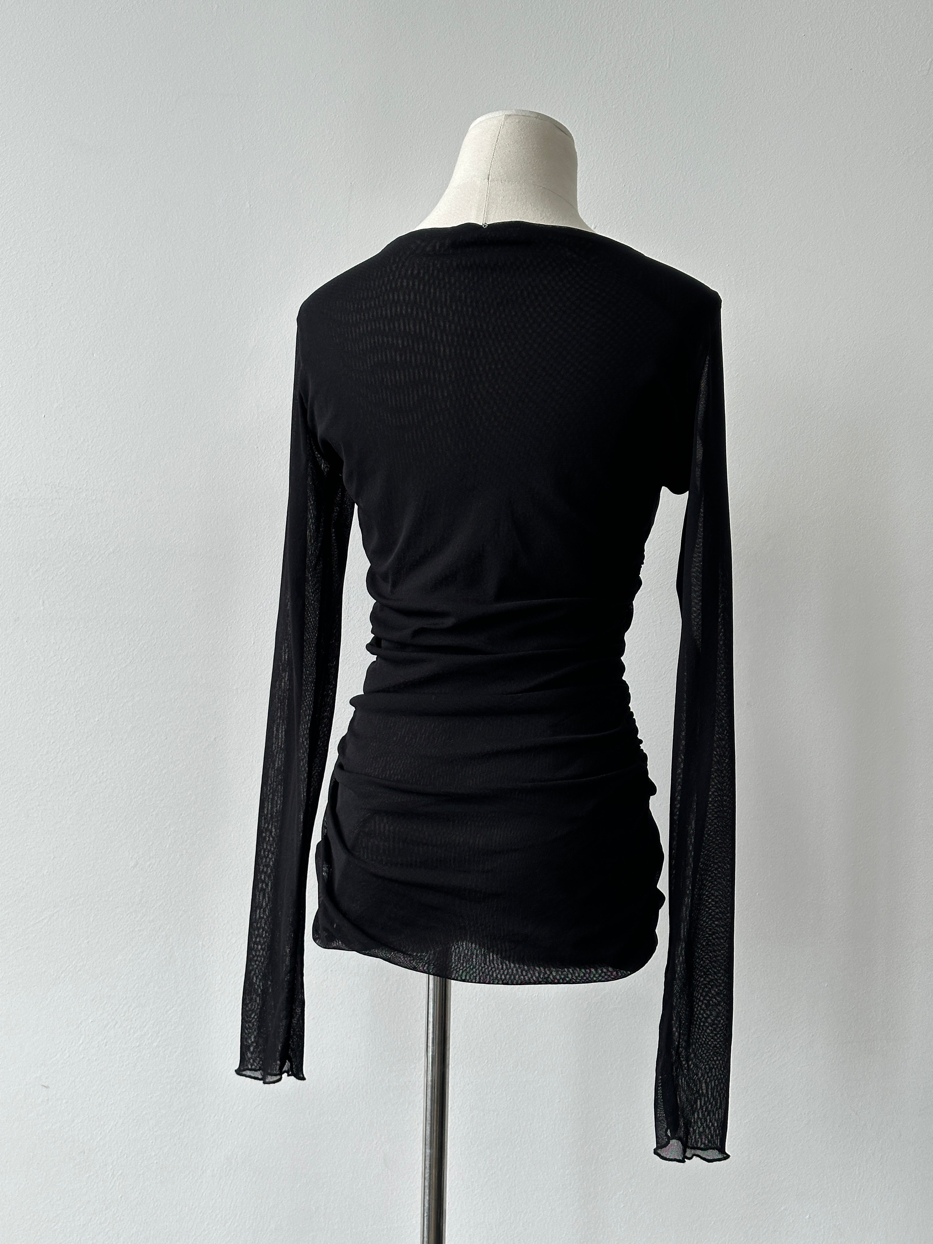 Max Mara Bodywear 2000s Rouched Sheer Top - M