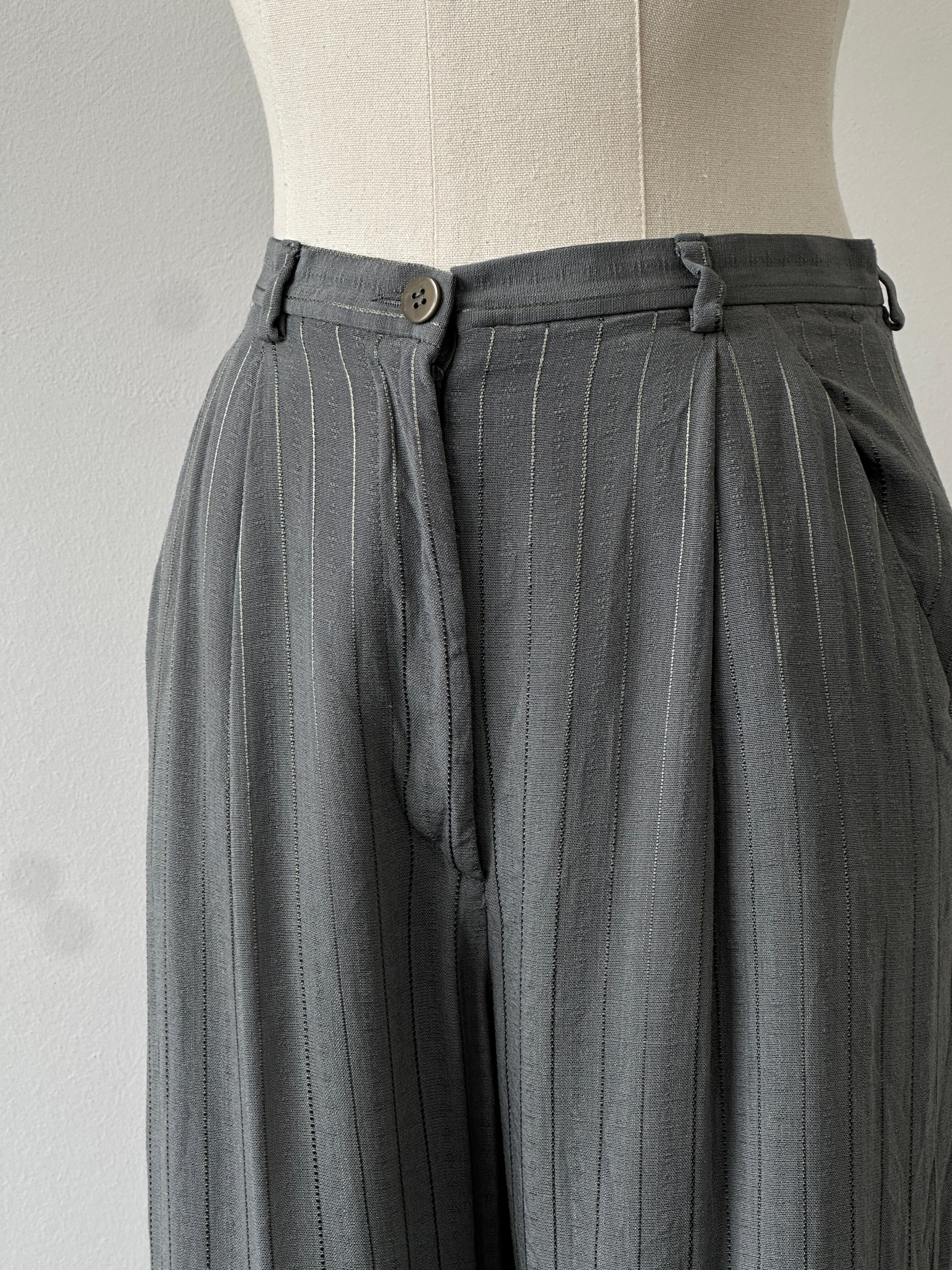 Girogio Armani 1990s Striped Straight Leg Tailored Trousers - W25