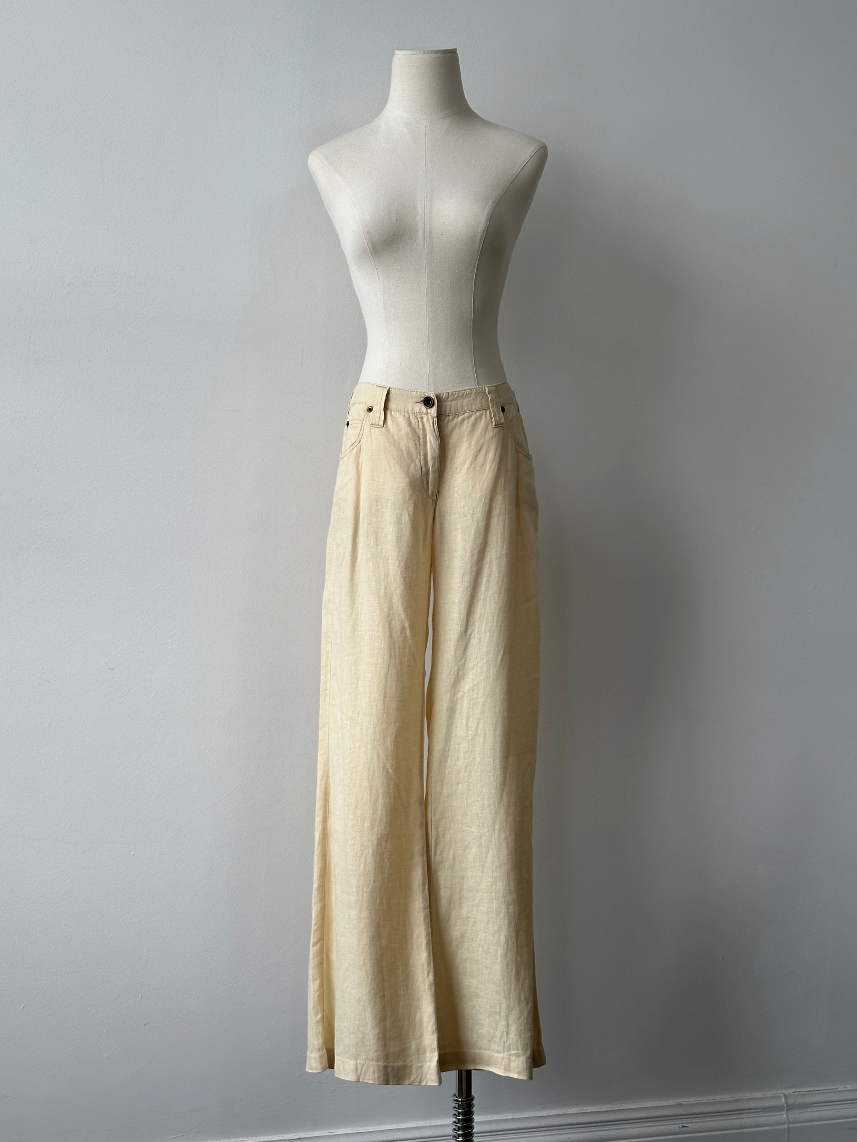 Armani Jeans 1990s Pure Linen Bootcut Leg Trousers - W30 | SYLK