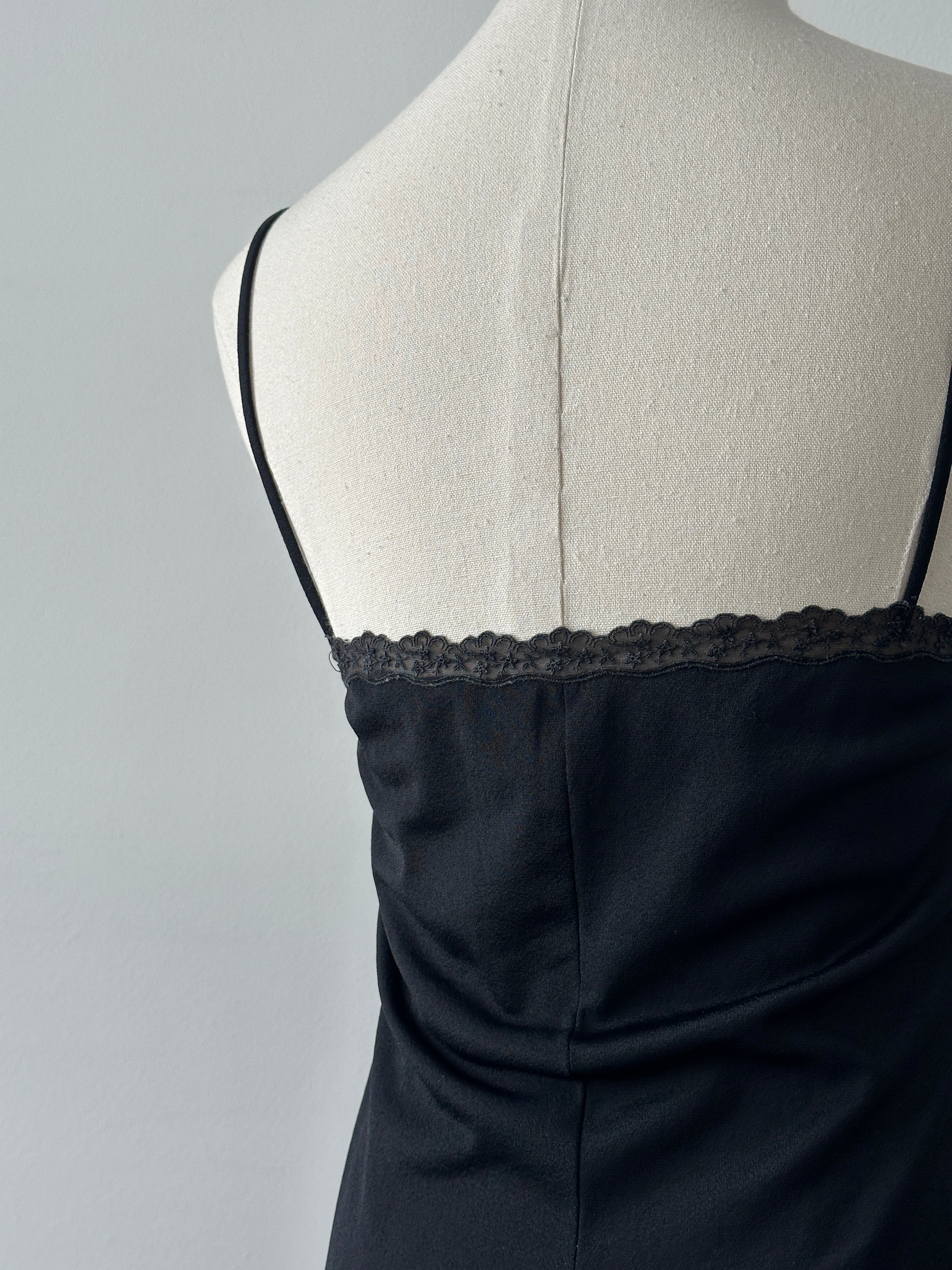Vintage 1990s Lace Satin Mini Slip Dress - S