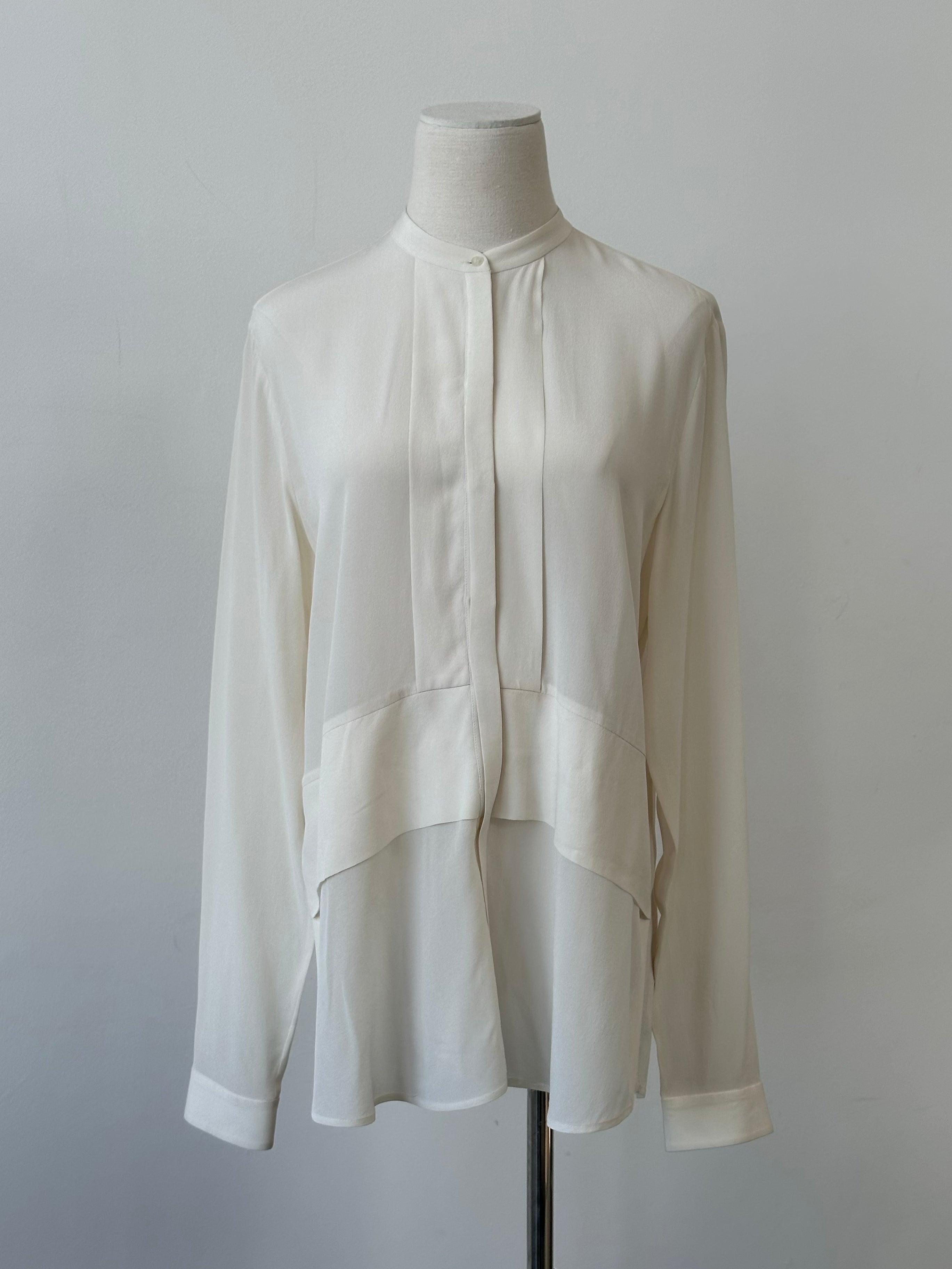 Hugo Boss Pure Silk Minimal Collarless Shirt - M