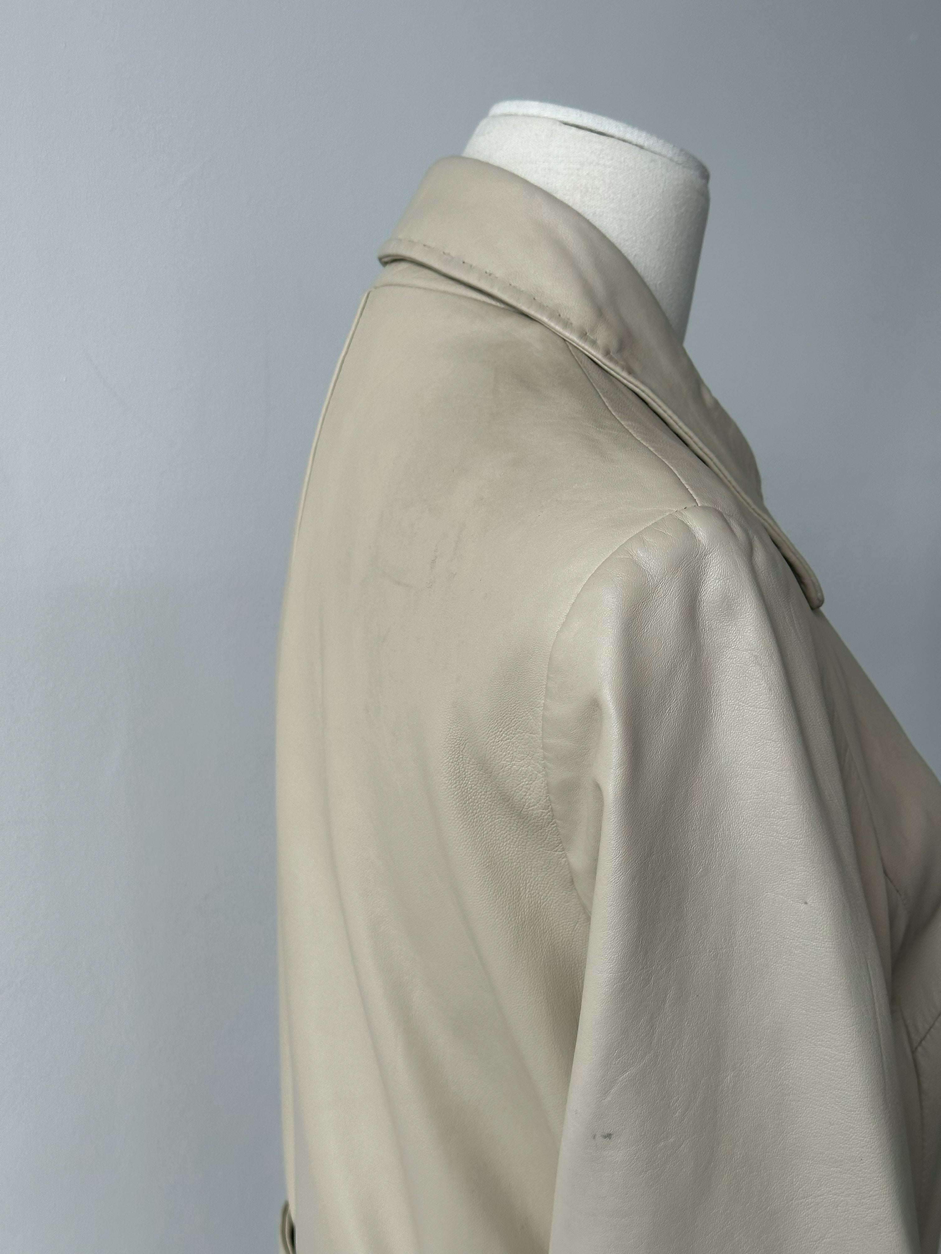 Vintage 1990s Leather Belted Trench Coat - S