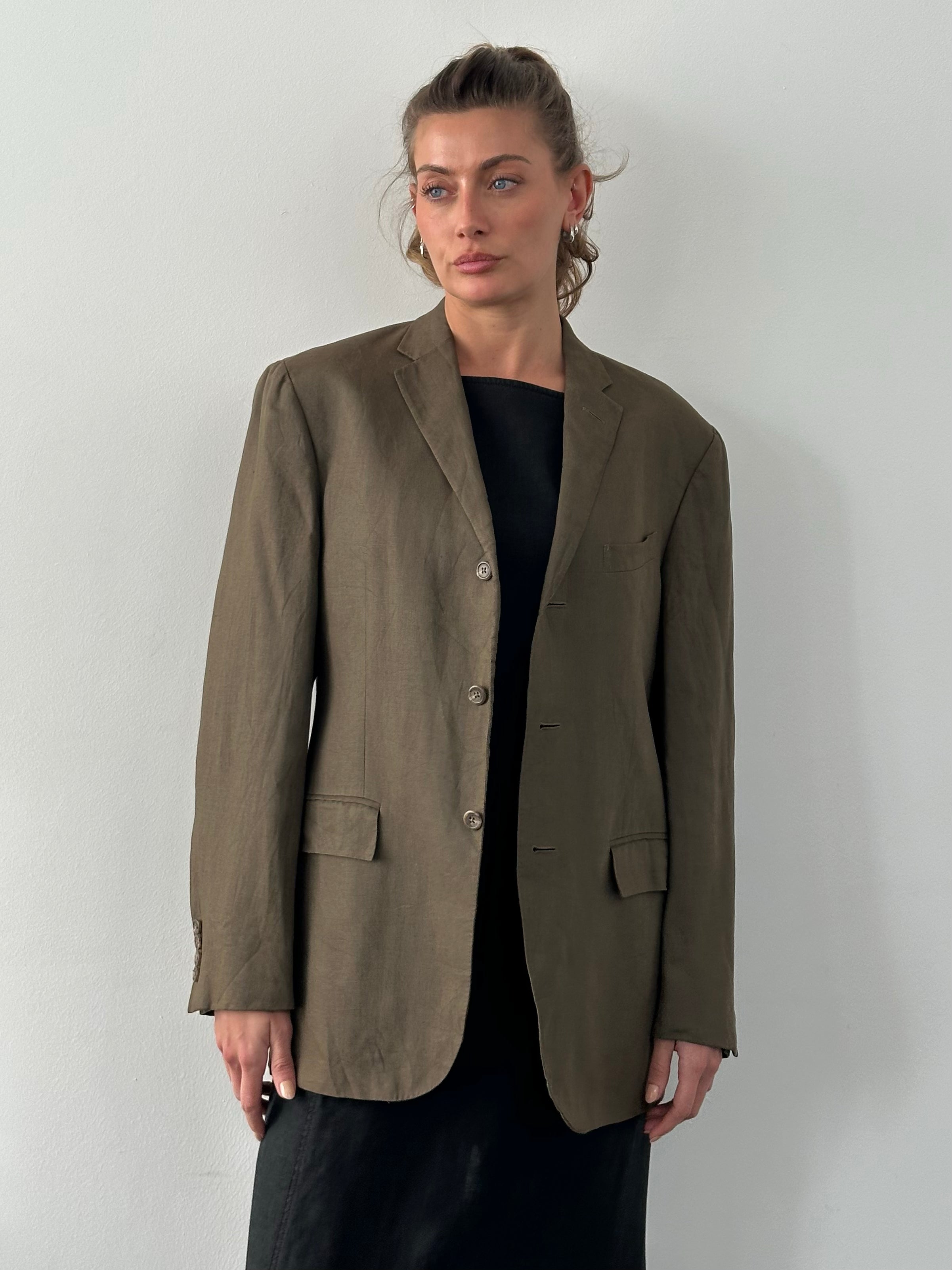 Ralph Lauren Polo 1990s Pure Linen Single Breasted Blazer - L