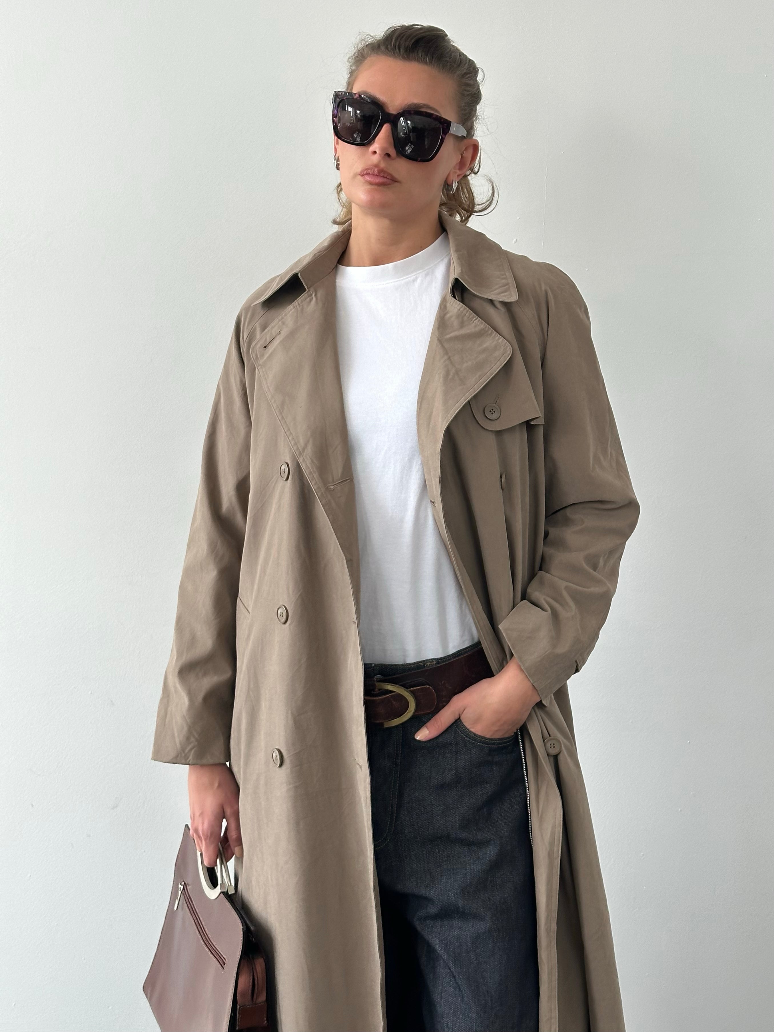 London Fog 1990s Double Breasted Belted Trench Coat - S