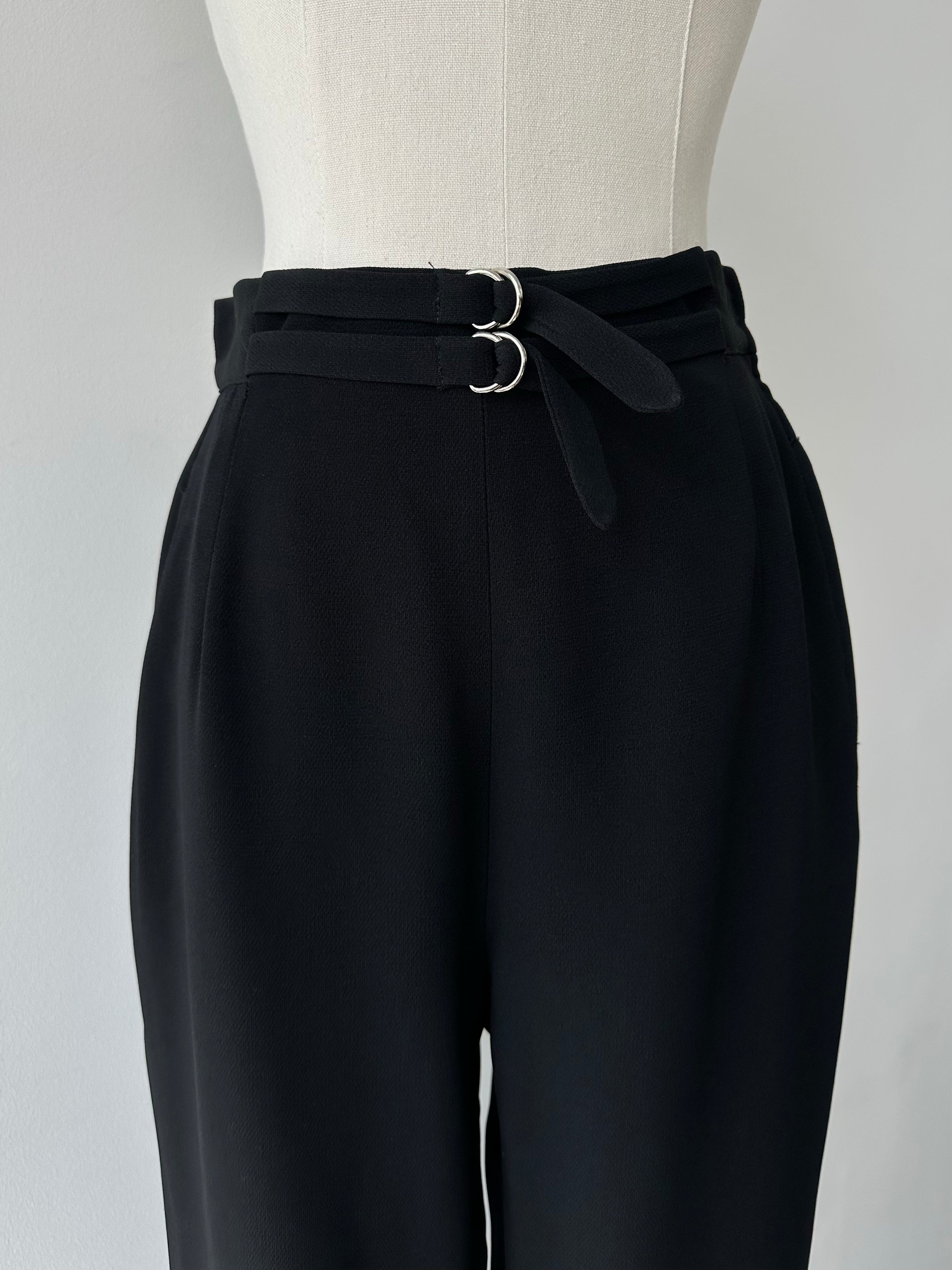 Mani 1990s Double Belt High Waist Tapered Trousers - W26