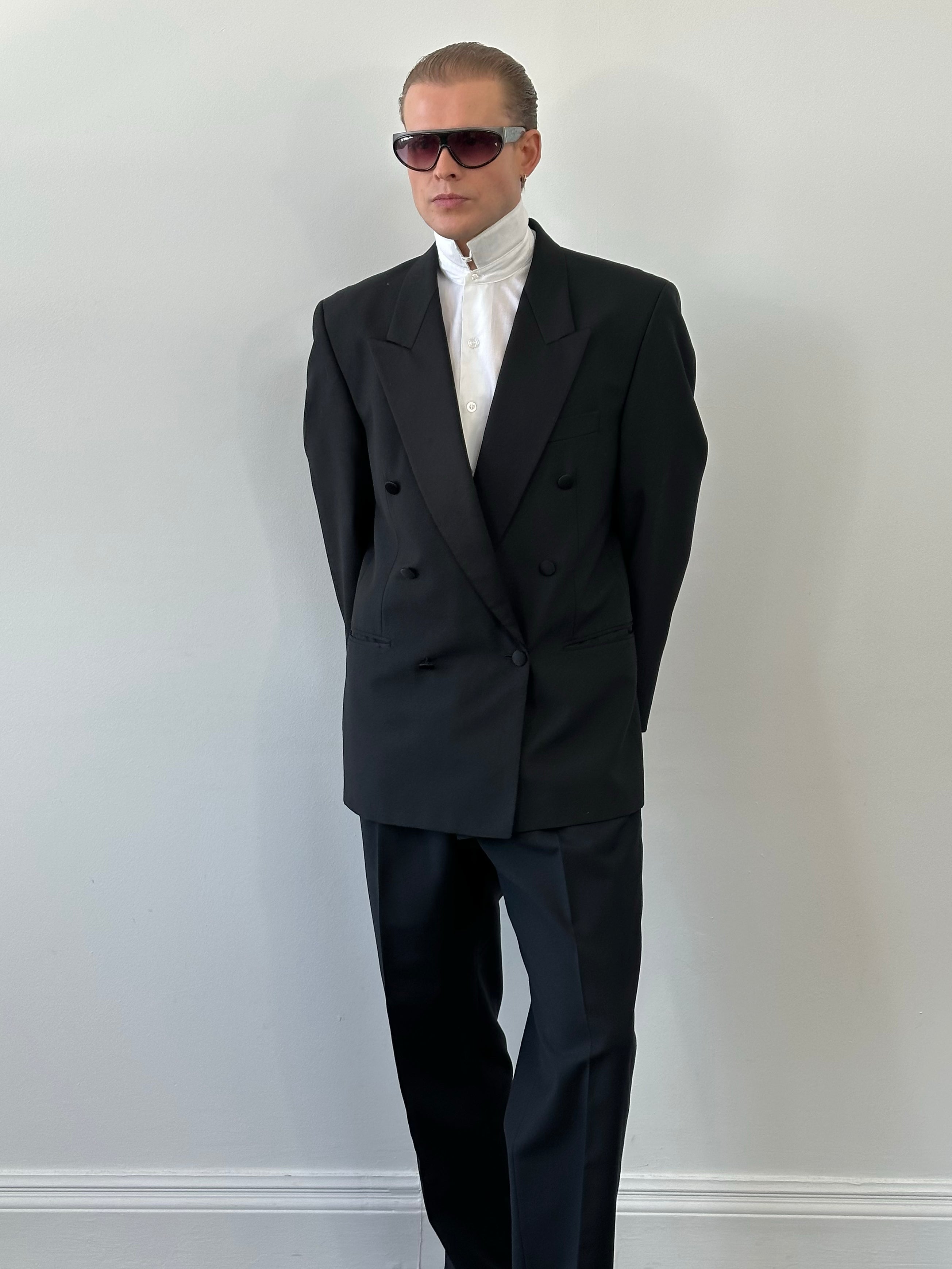 Vintage 1990s Tuxedo Double Breasted Blazer - 42R