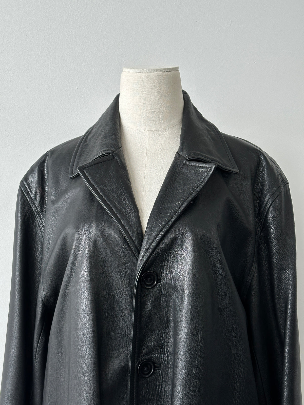 Vintage 1990s Floor Length Leather Trench Coat - L