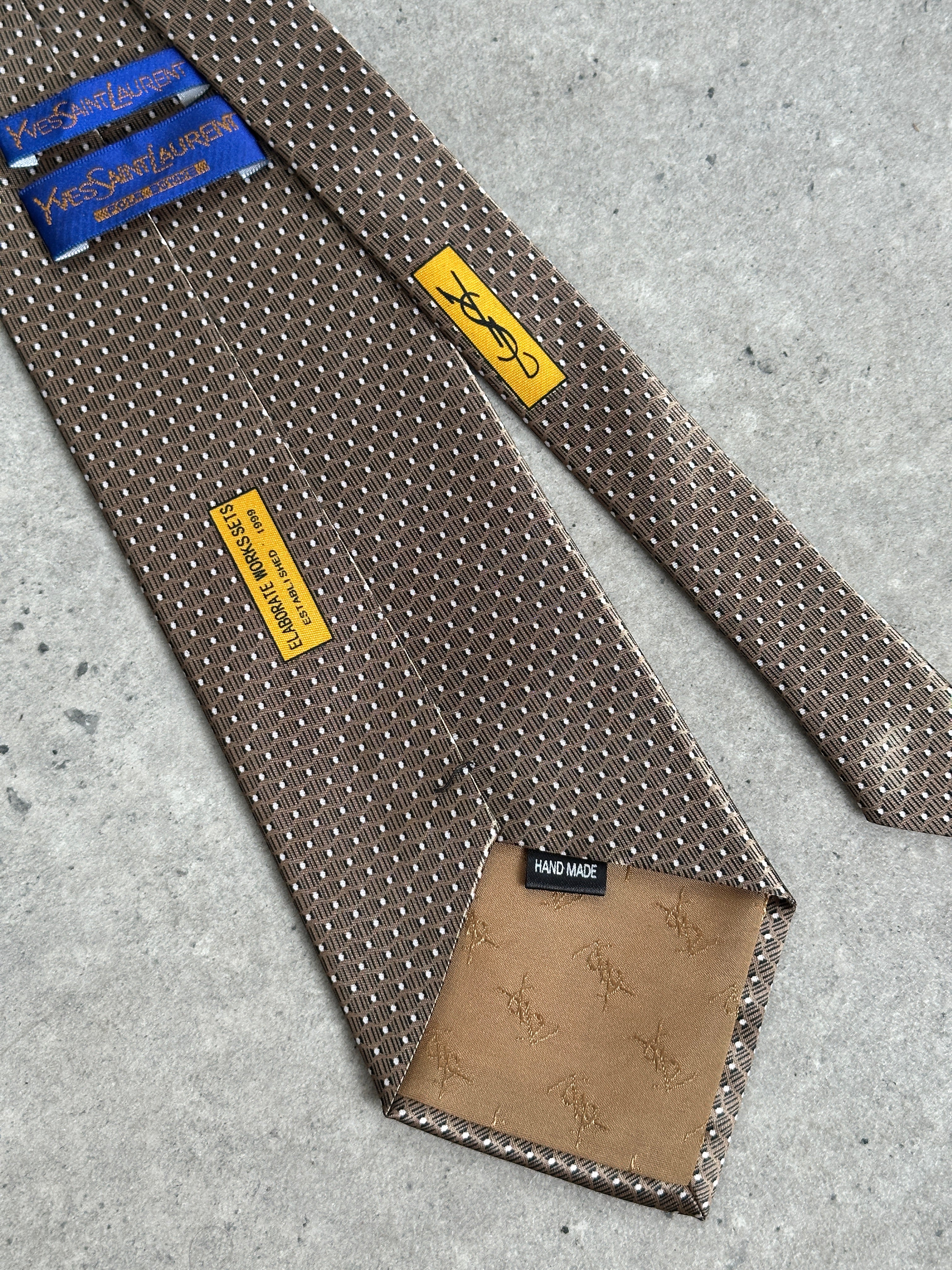 Yves Saint Laurent 1990s Pure Silk Logo Print Tie
