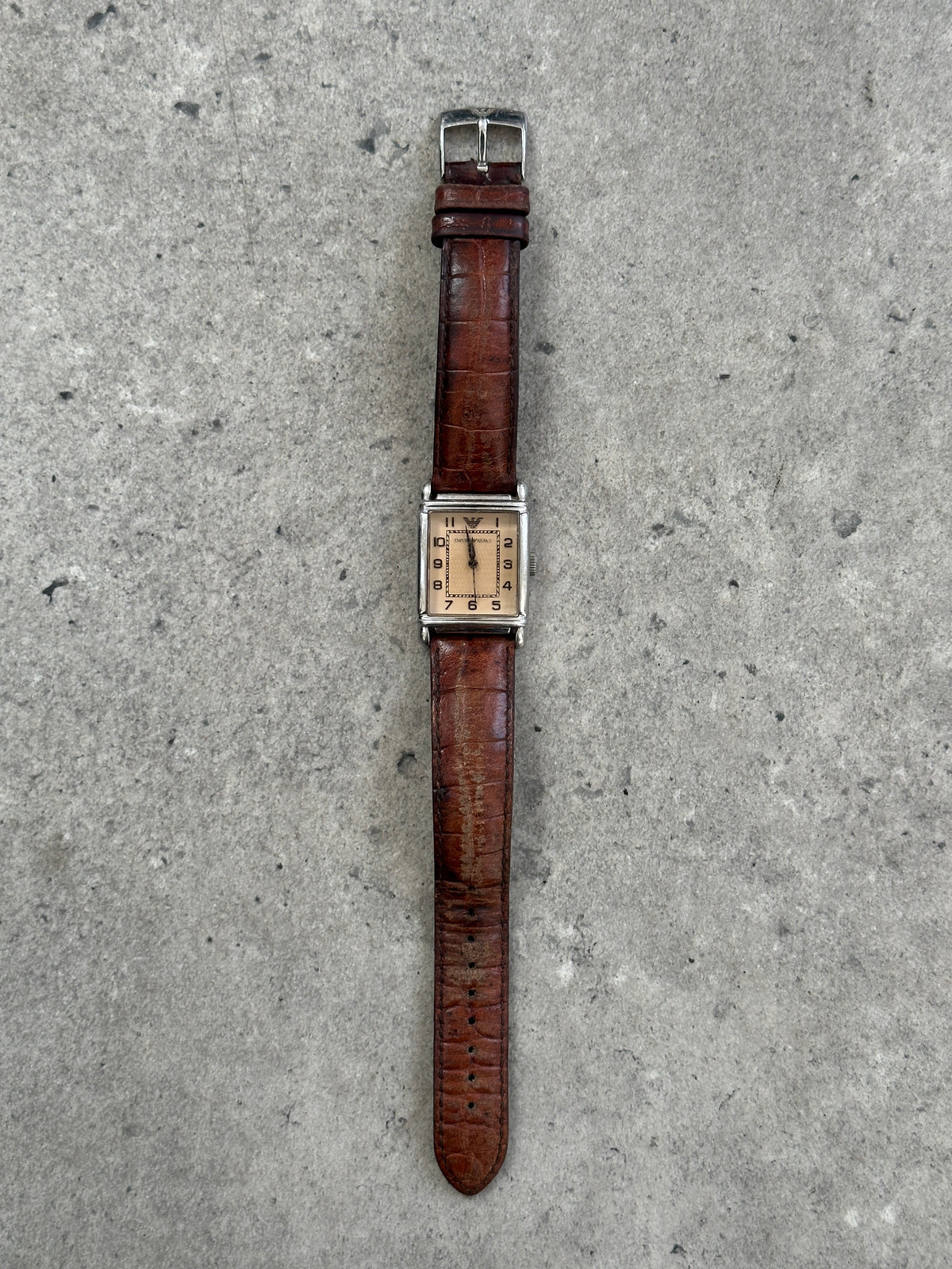 Emporio Armani 2000s Leather Rectangular Quartz Watch