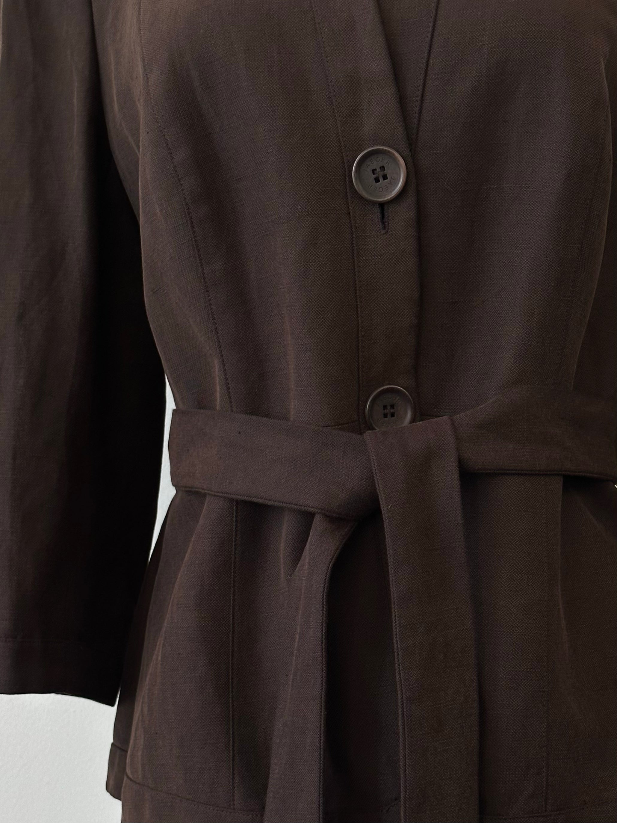 Jaeger 1990s Linen Silk Belted Jacket - S-M