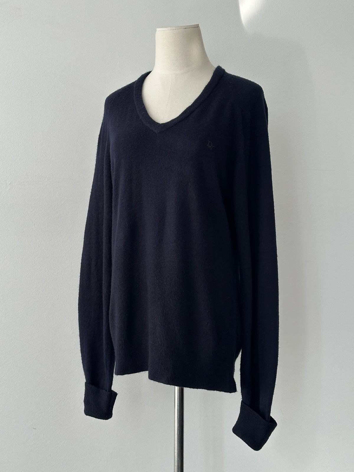 Christian Dior 1990s V Neck Logo Jumper - S-M