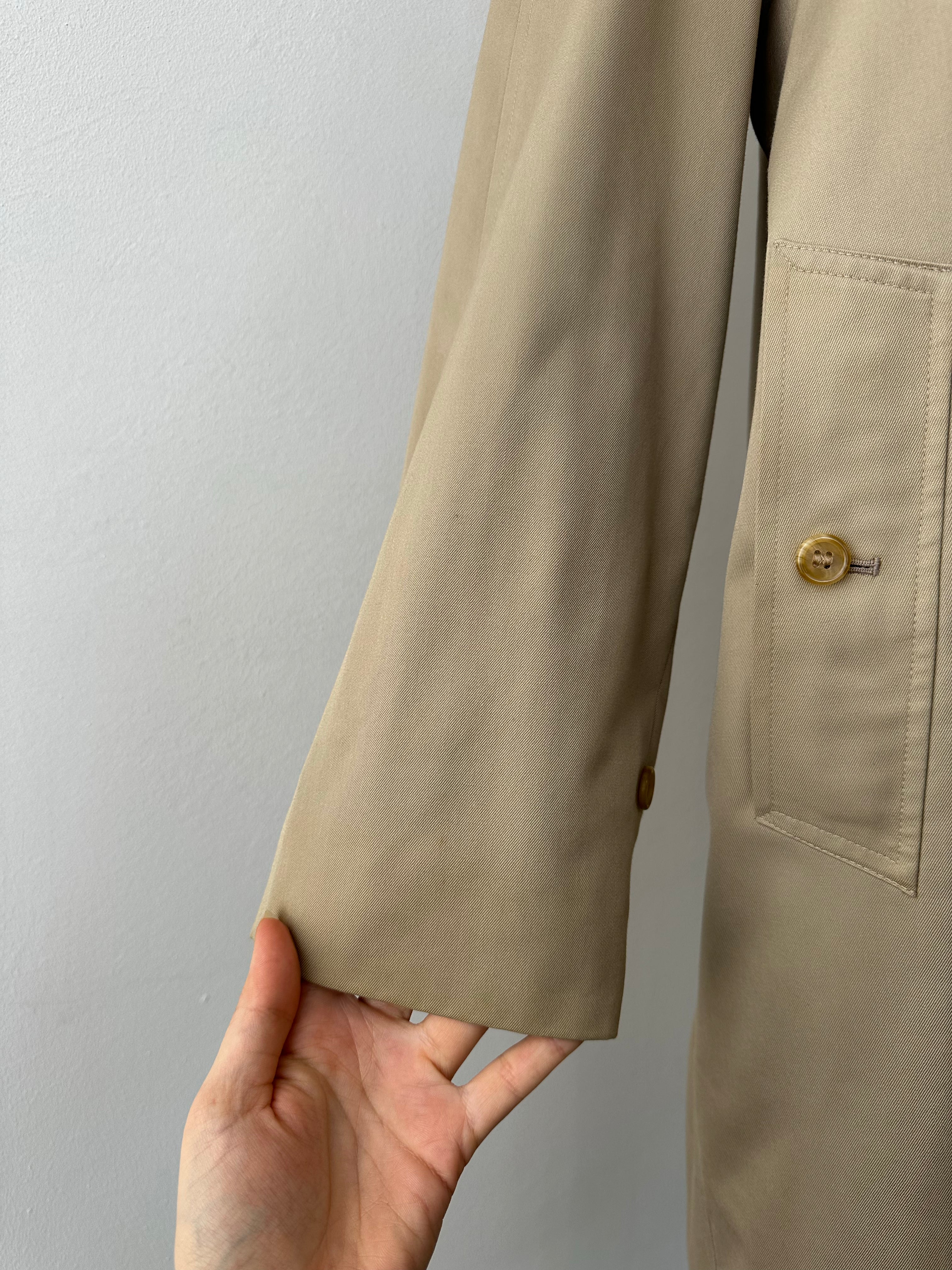 Burberry 1990s Pure Cotton High Neck Trench Coat - M