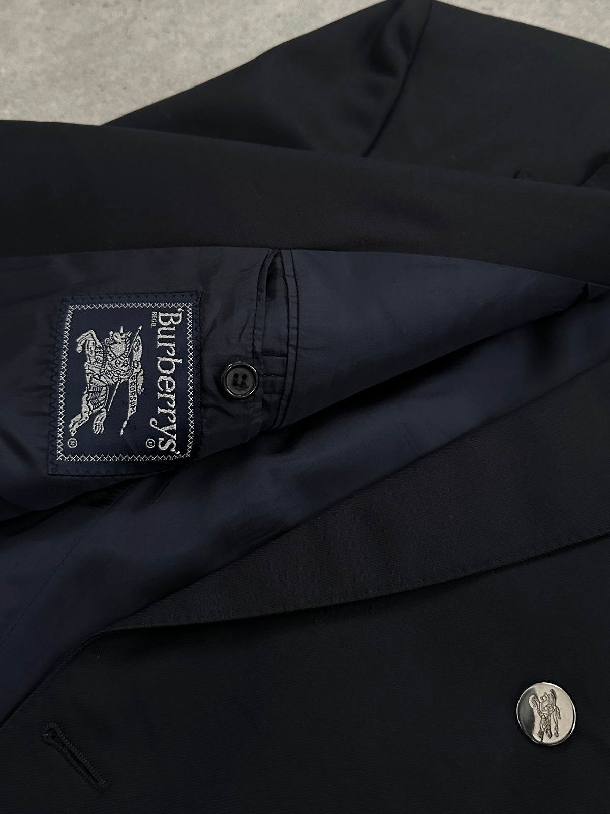 Burberry 1980s Pure Wool Bespoke Button Double Breasted Blazer - 46R