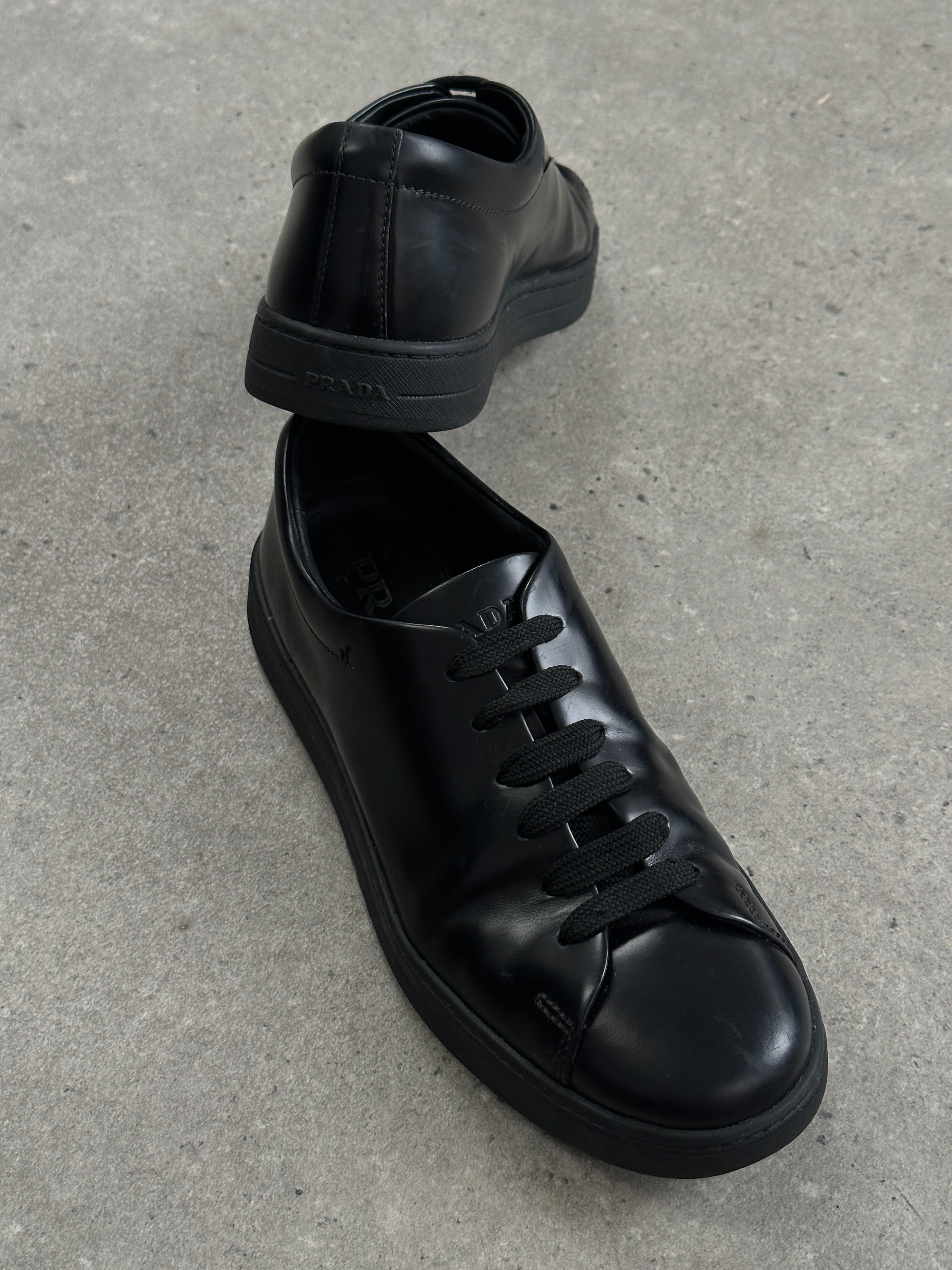 Prada Sport 2000s Leather Minimal Lace Up Trainers - UK 5.5