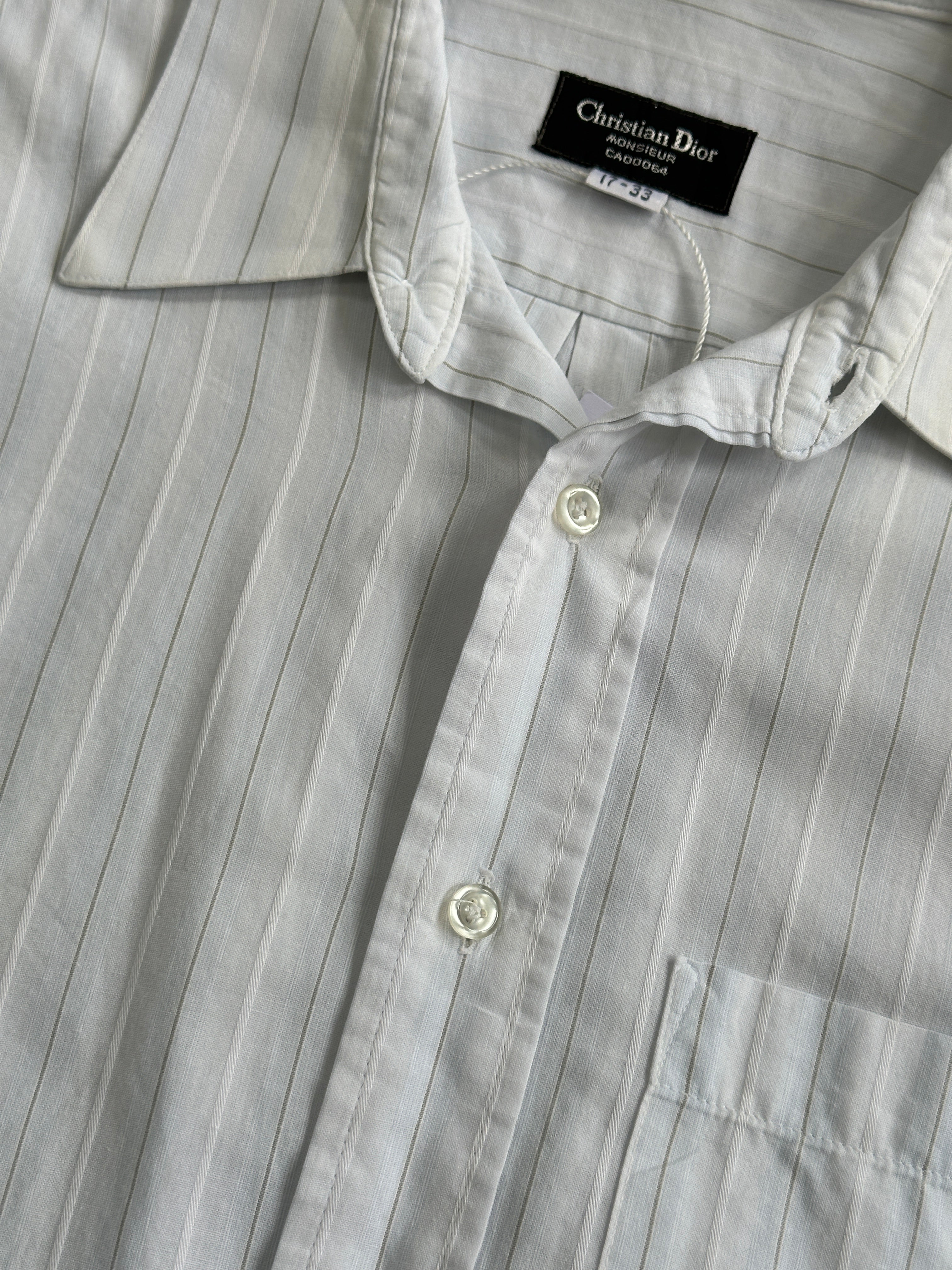 Christian Dior Monsieur stripe pure cotton shirt in XL, featuring a classic striped design and button-down collar.