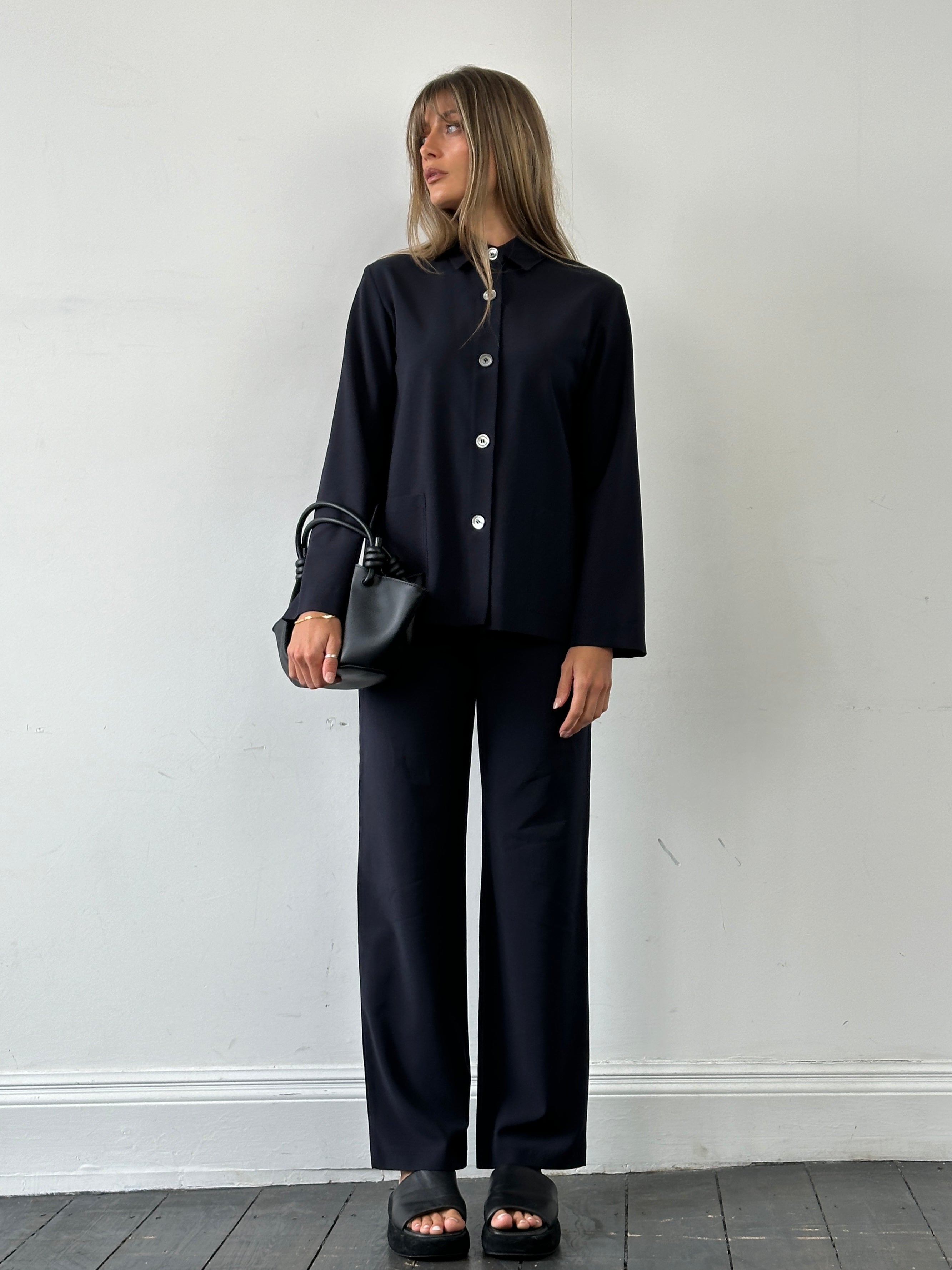 St Michael pure wool two-piece suit set with jumpsuit style in M/L size, featuring a tailored fit and classic design.