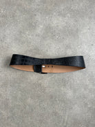 Vintage 1990s Square Buckle Leather Chunky Belt - W34-36 - SYLK